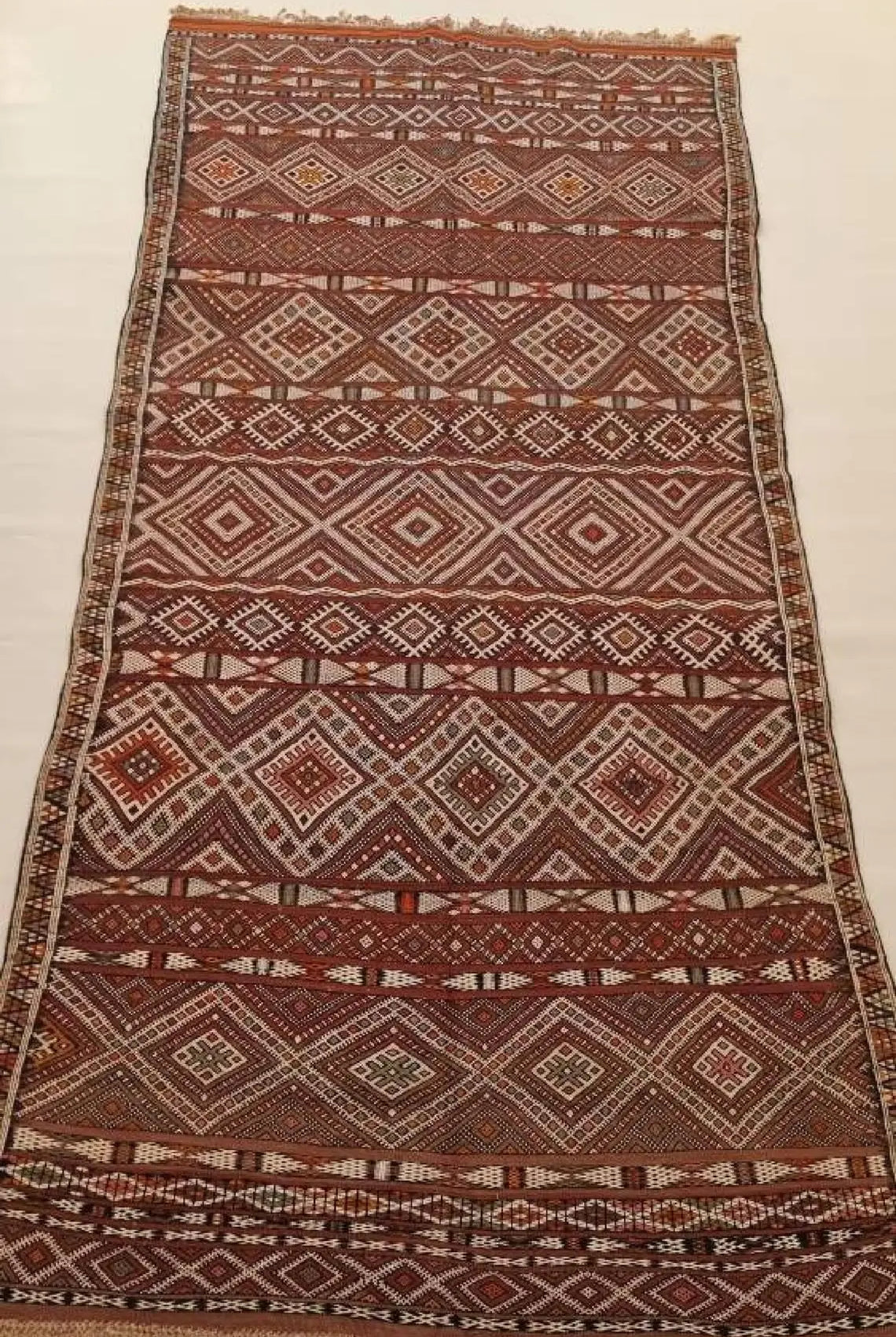Zemmour Berber Rug Wool 5x8: Geometric Moroccan Flatweave, Colorful Boho Decor MoroccanBazzArts