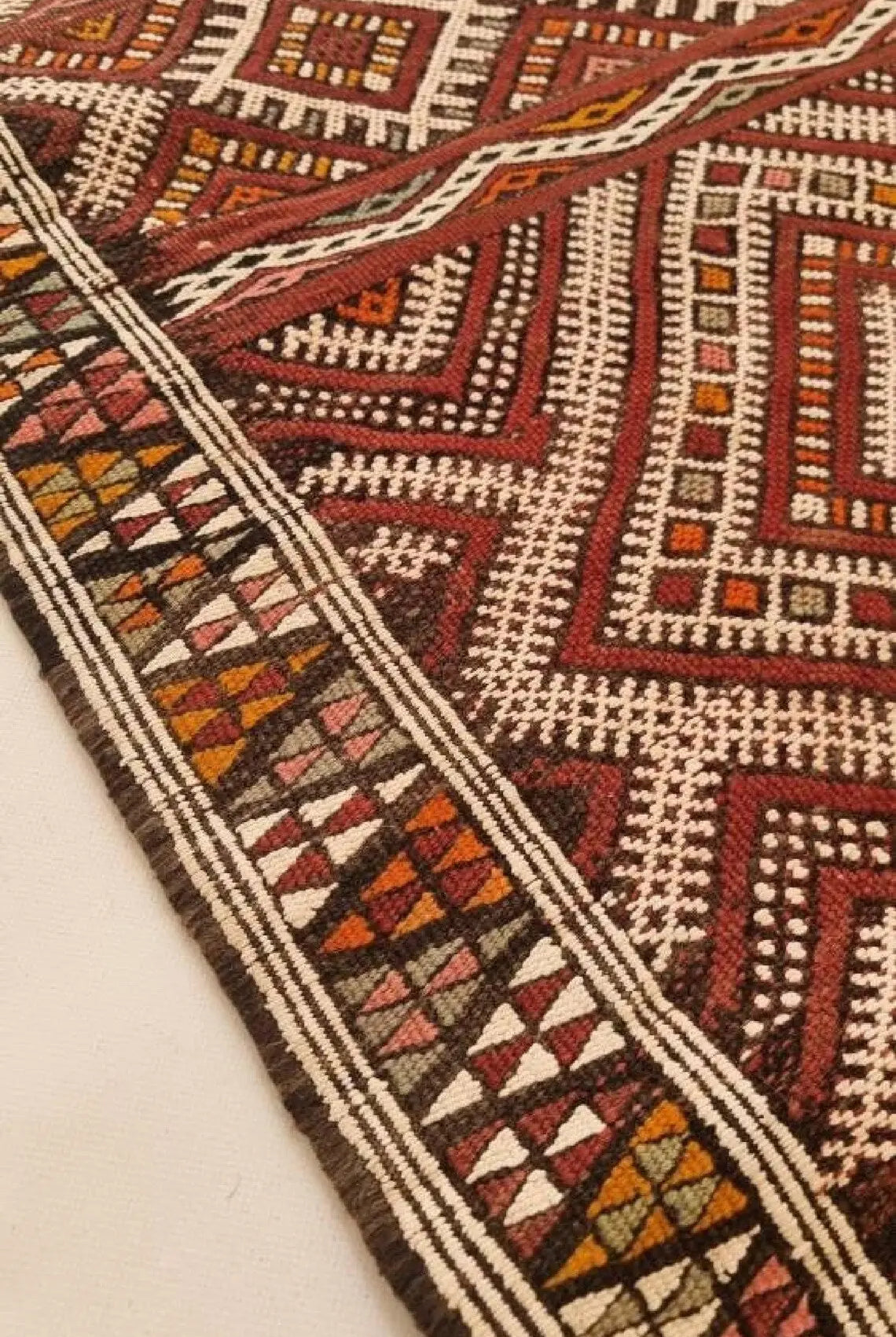 Zemmour Berber Rug Wool 5x8: Geometric Moroccan Flatweave, Colorful Boho Decor MoroccanBazzArts