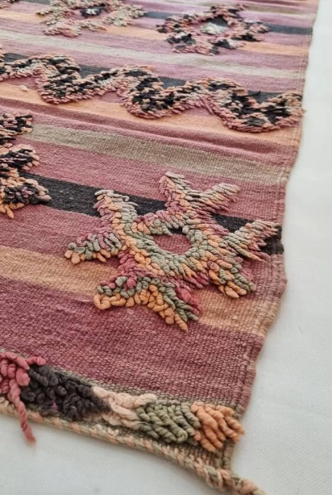 Talsint Carpet Wool Rug: Large Vintage Moroccan Berber Flatweave 12'1 x 5'9 MoroccanBazzArts