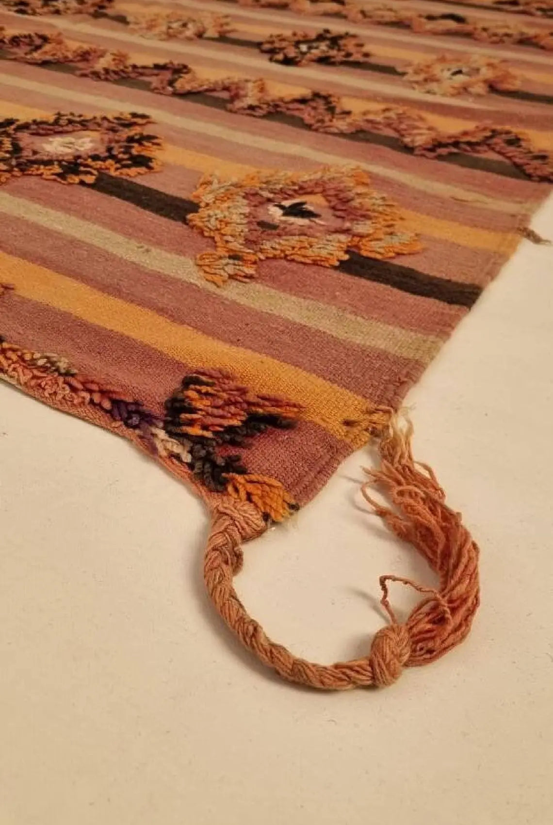 Talsint Carpet Wool Rug: Large Vintage Moroccan Berber Flatweave 12'1 x 5'9 MoroccanBazzArts