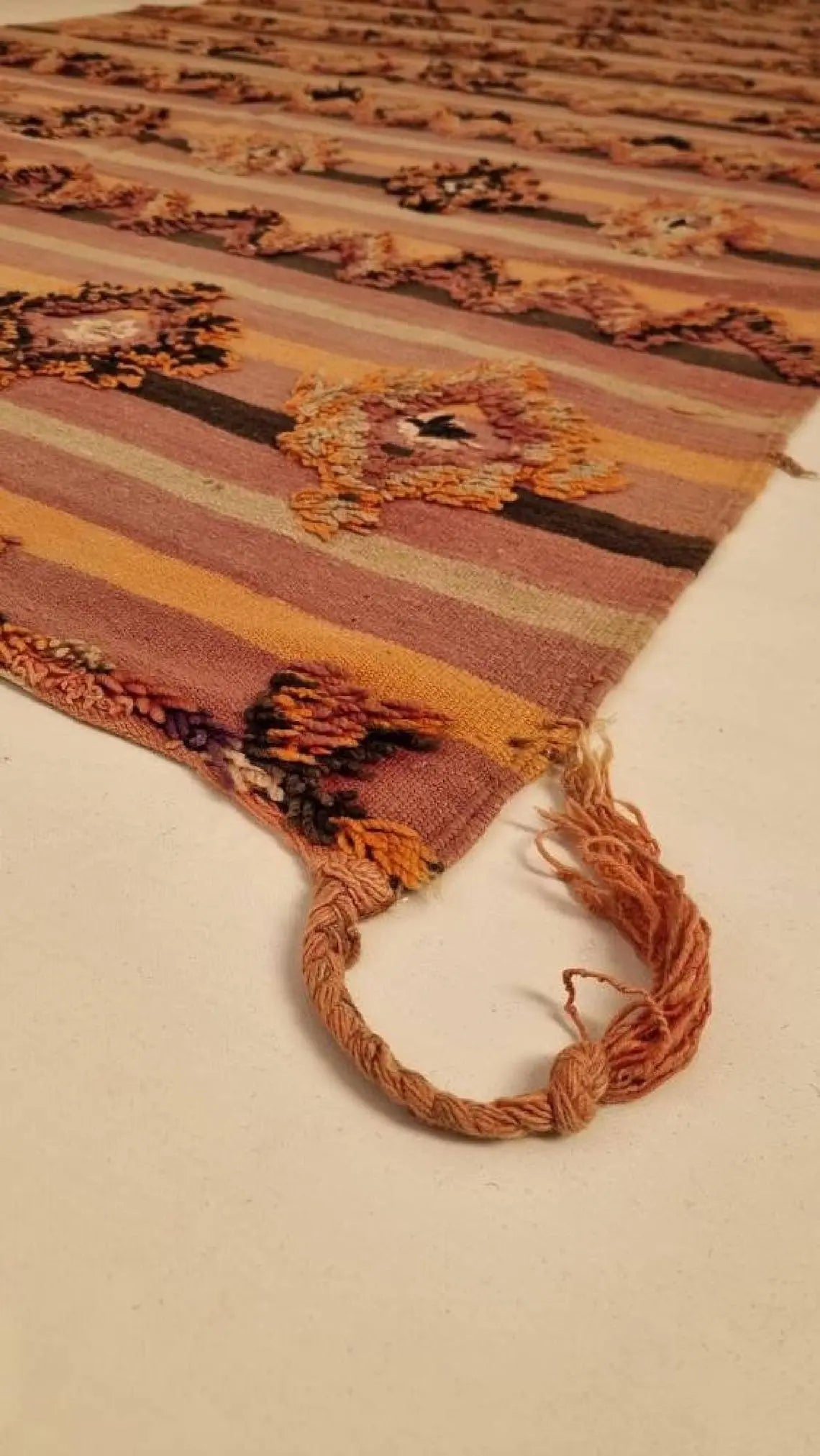 Talsint Carpet Wool Rug: Large Vintage Moroccan Berber Flatweave 12'1 x 5'9 MoroccanBazzArts