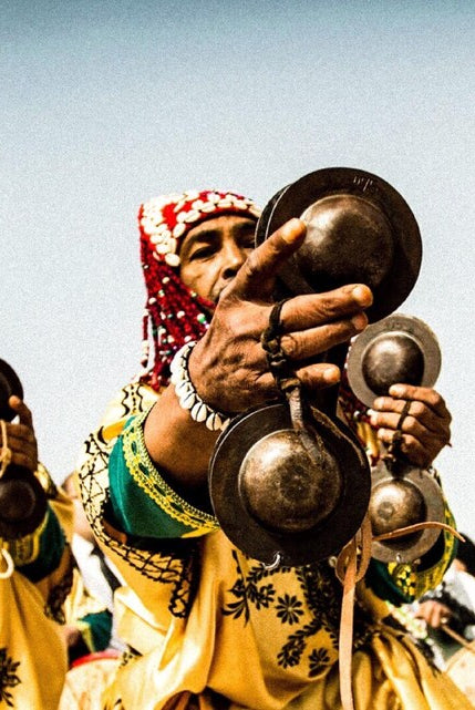 Qaraqueb Iron Percussion Instrument: Handmade Moroccan Gnawa Music, 4"X11" Traditional African Castanets MoroccanBazzArts