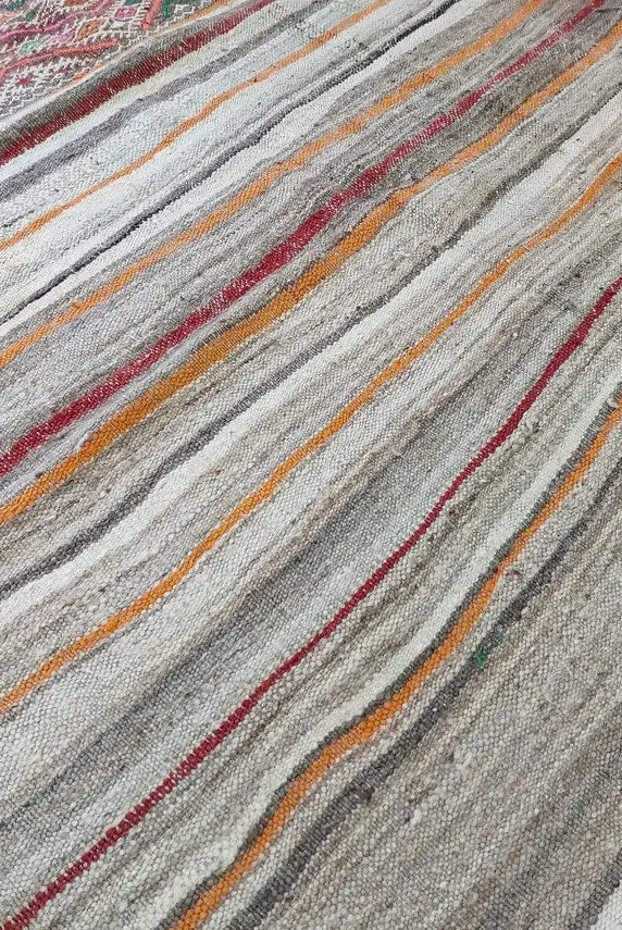Vintage Kilim Rug Moroccan wool: Vintage Flatweave, Colorful Geometric Berber Pattern, Natural Sustainable Handwoven Decor MoroccanBazzArts