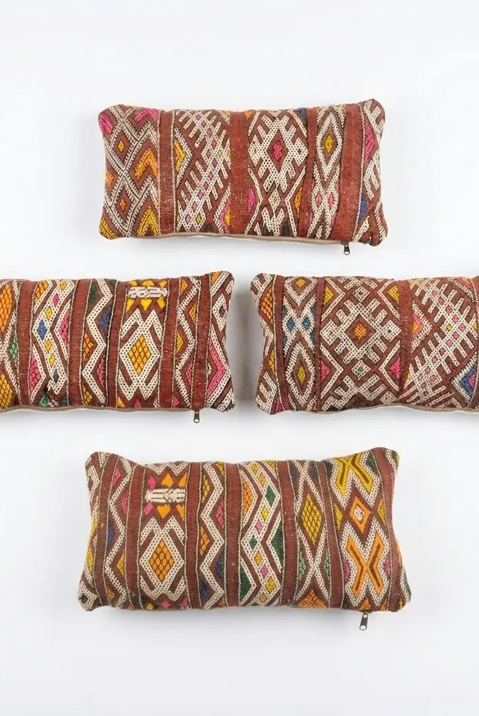 Authentic Moroccan Lumbar Pillows | Handmade Berber Kilim Cushion Covers | Boho Tribal Throw Pillows | Earthy Vintage Decor MoroccanBazzArts