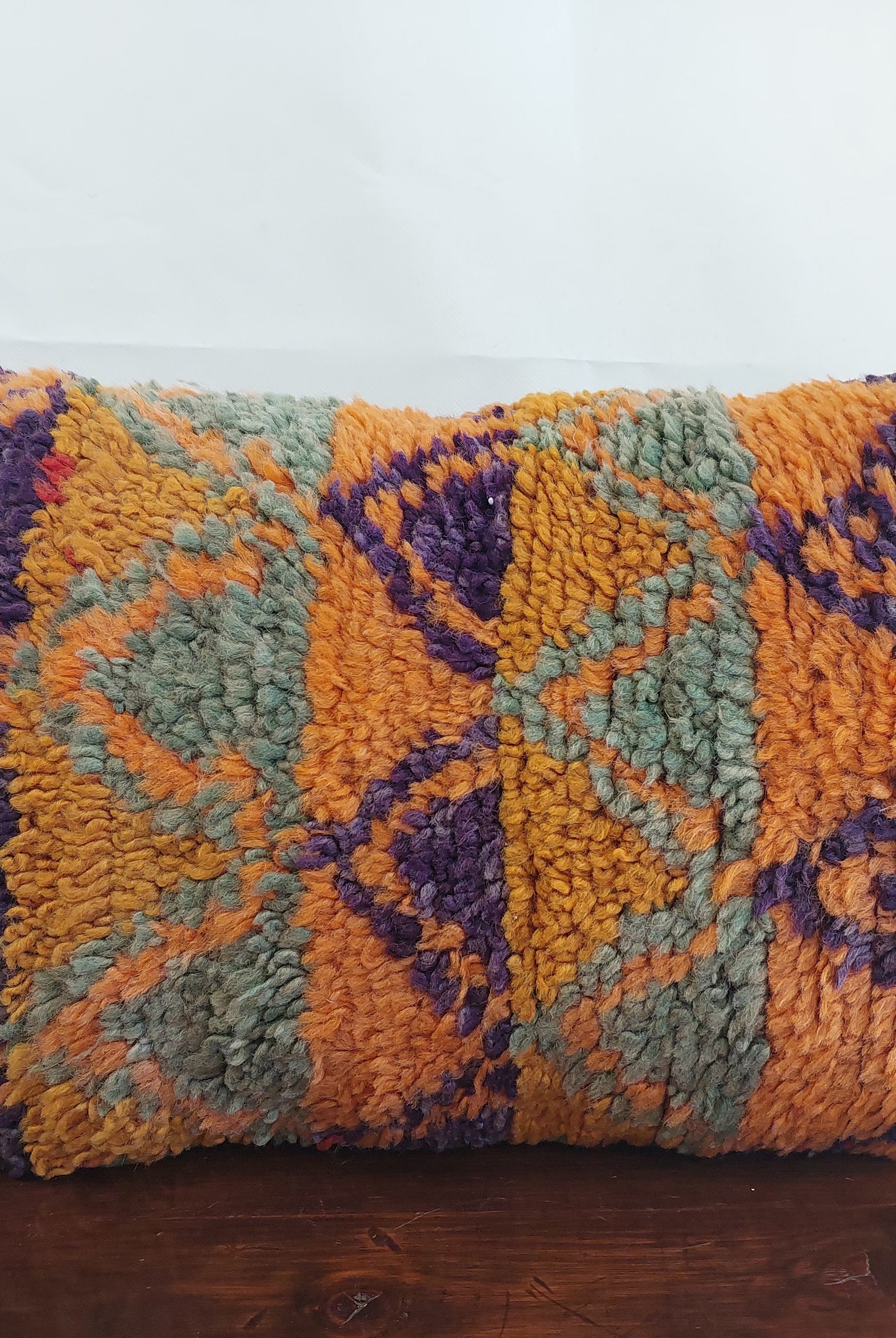 Aït Bou Ichaouen Moroccan Pillow - Handmade Berber Wool Cushion 14x24 - Vintage Colorful Boho Lumbar Pillow - Authentic Tribal Moroccan Deco MoroccanBazzArts