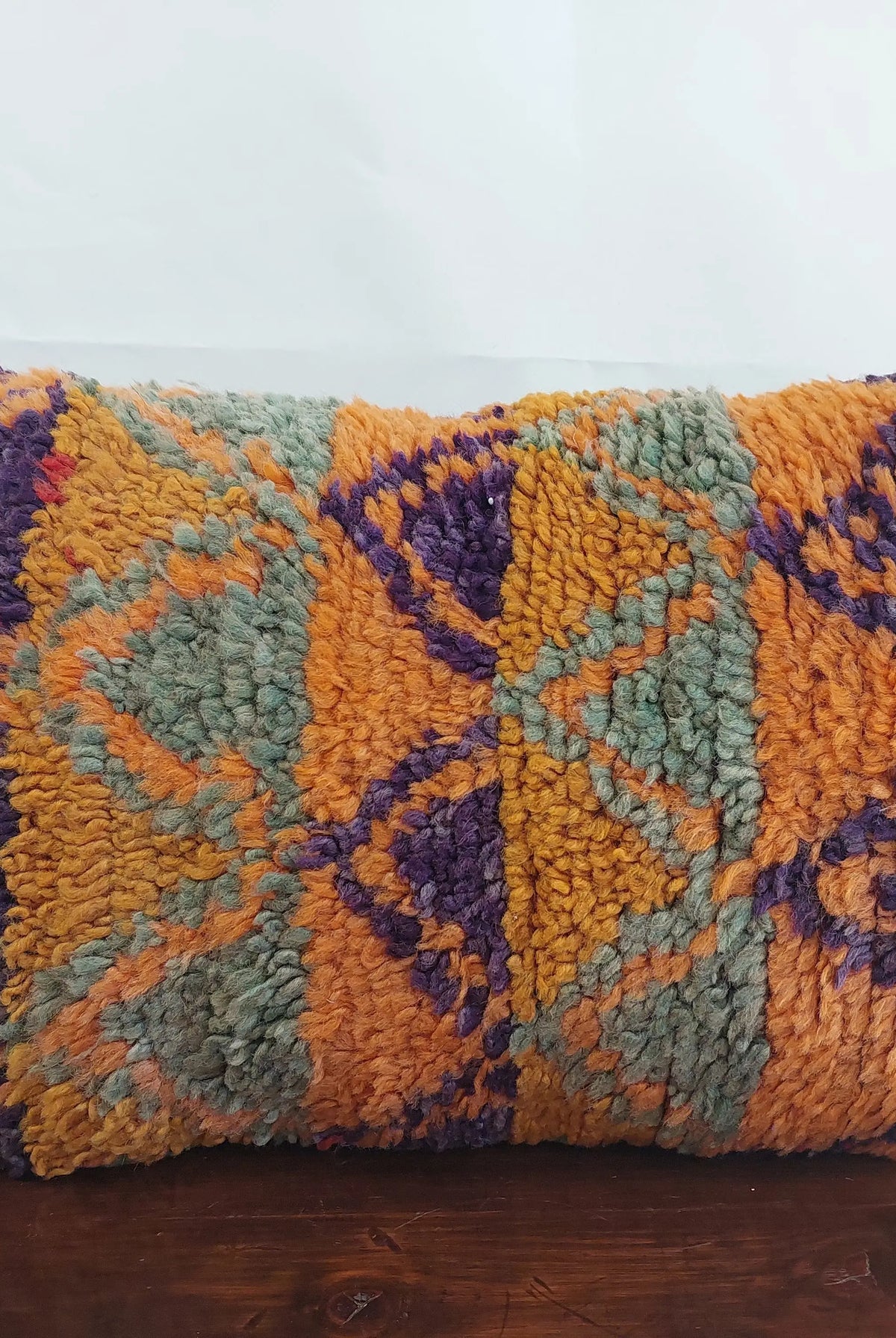 Aït Bou Ichaouen Moroccan Pillow - Handmade Berber Wool Cushion 14x24 - Vintage Colorful Boho Lumbar Pillow - Authentic Tribal Moroccan Deco MoroccanBazzArts