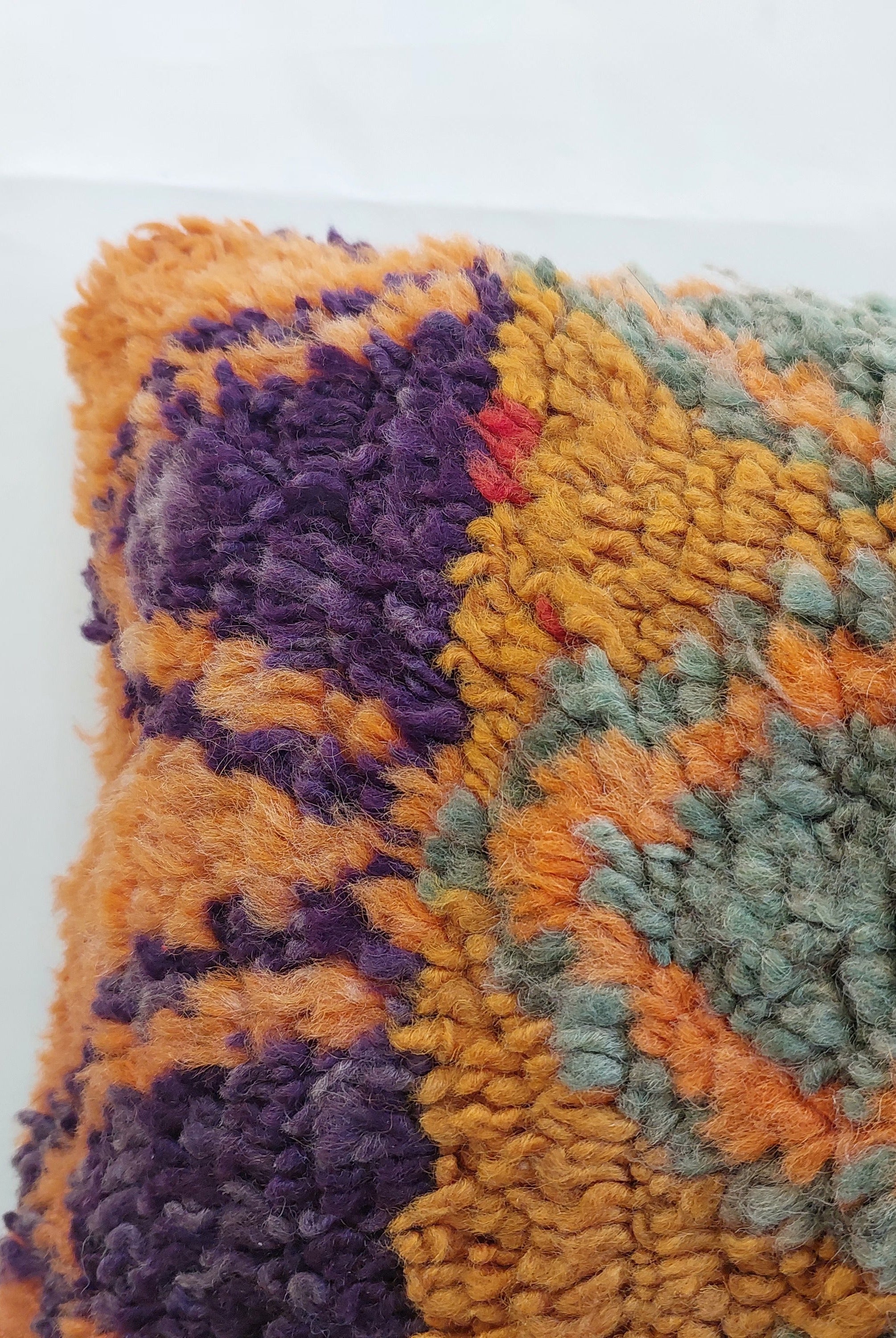 Aït Bou Ichaouen Moroccan Pillow - Handmade Berber Wool Cushion 14x24 - Vintage Colorful Boho Lumbar Pillow - Authentic Tribal Moroccan Deco MoroccanBazzArts