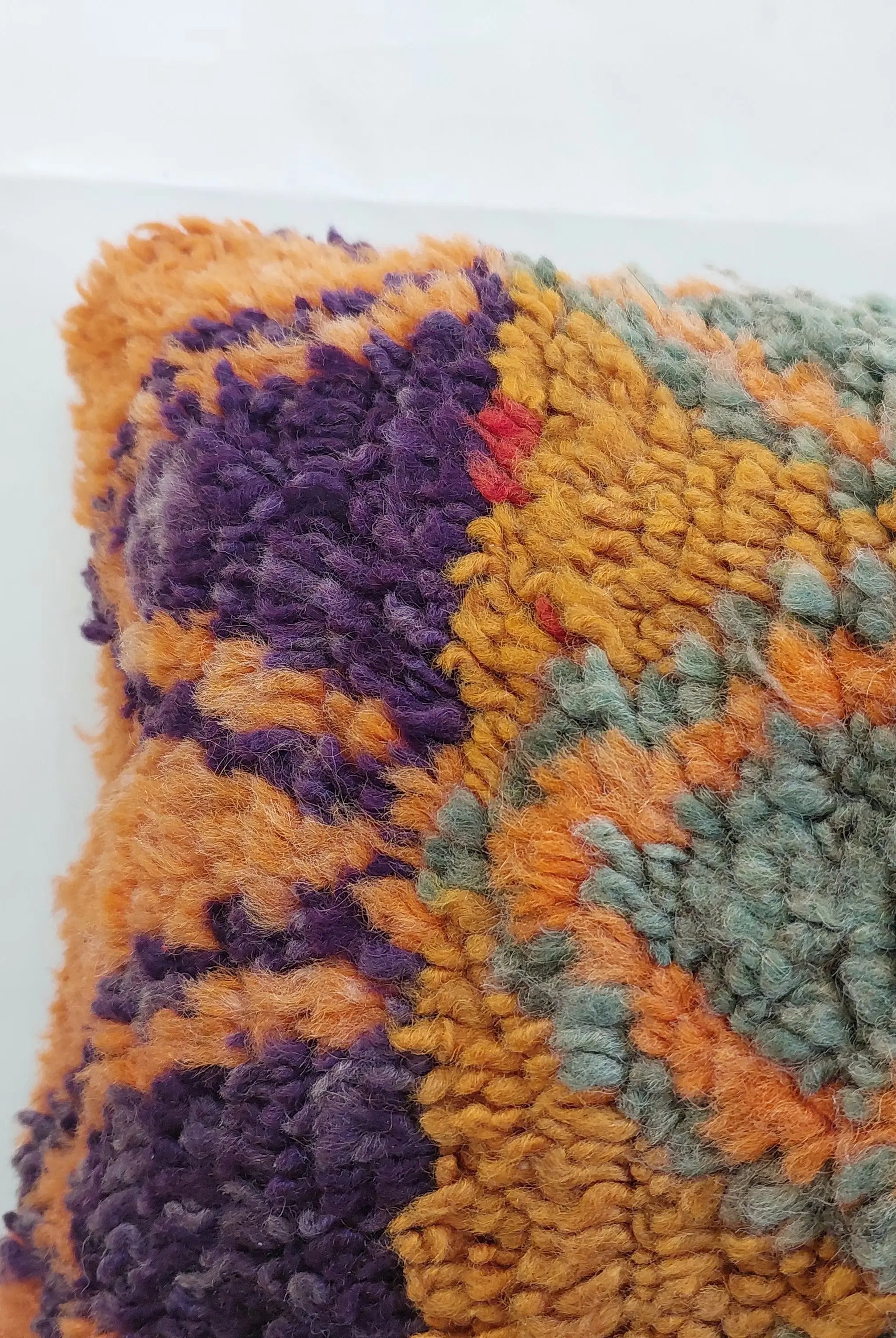 Aït Bou Ichaouen Moroccan Pillow - Handmade Berber Wool Cushion 14x24 - Vintage Colorful Boho Lumbar Pillow - Authentic Tribal Moroccan Deco MoroccanBazzArts