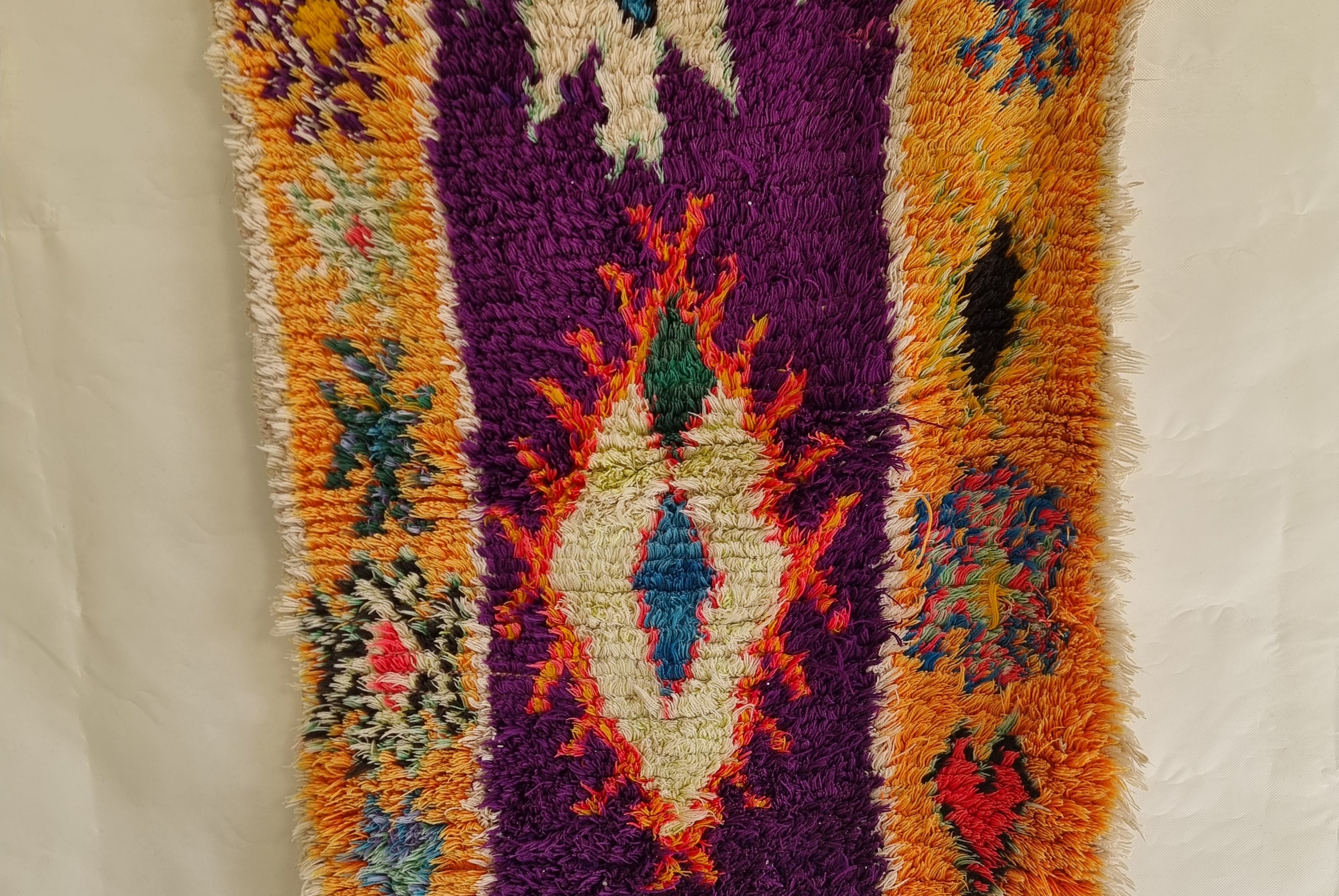 Vintage Colorful Boujaad Runner Rug - 8.10 x 2.8 Ft Irregular Handknotted Moroccan Hallway Rug MoroccanBazzArts