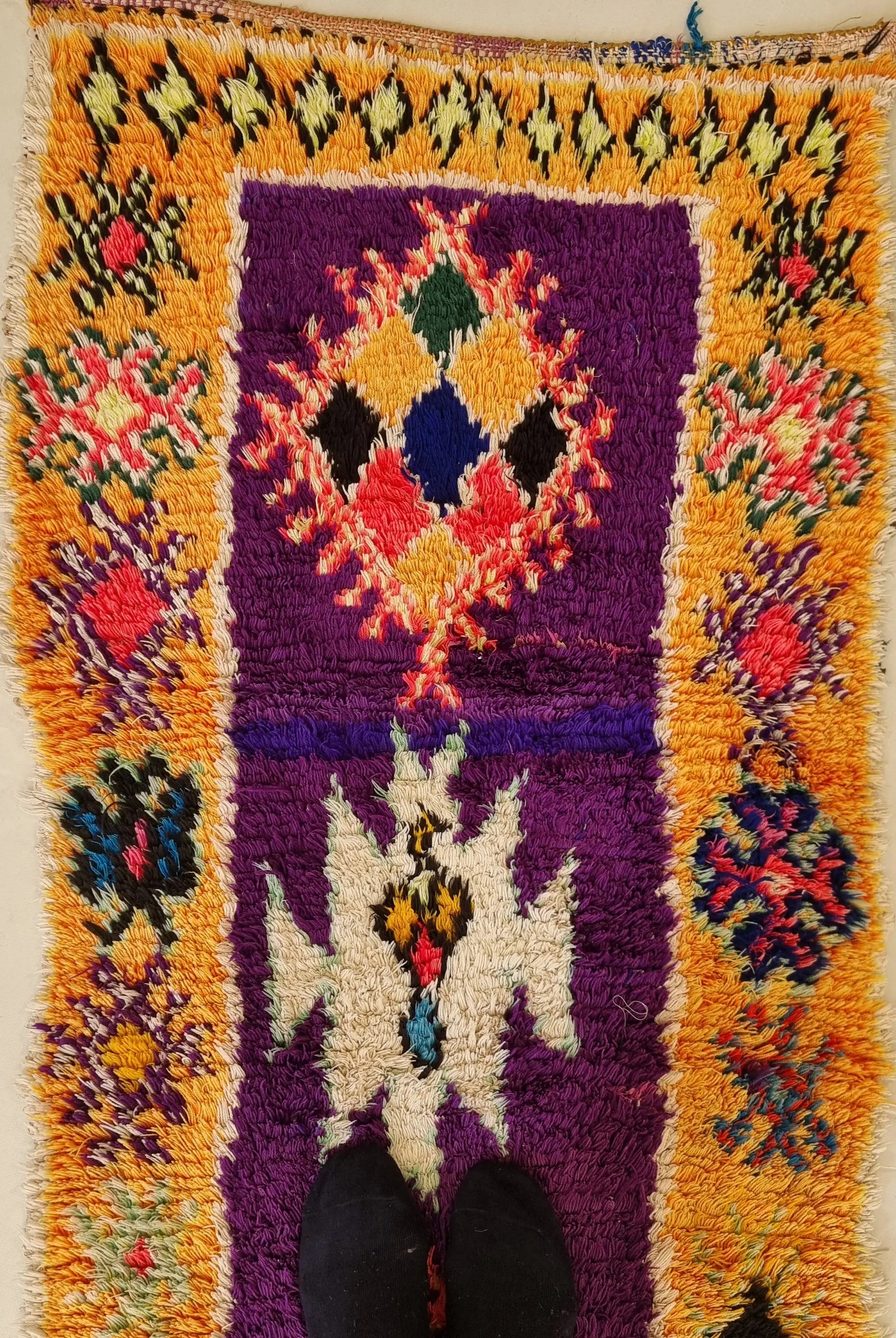Vintage Colorful Boujaad Runner Rug - 8.10 x 2.8 Ft Irregular Handknotted Moroccan Hallway Rug MoroccanBazzArts