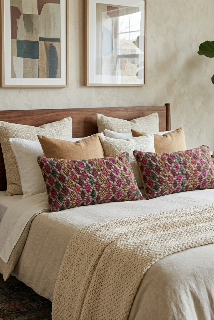 Handwoven Moroccan Kilim Lumbar Pillow Cover (13" x 22") – Colorful Geometric Boho Cushion MoroccanBazzArts