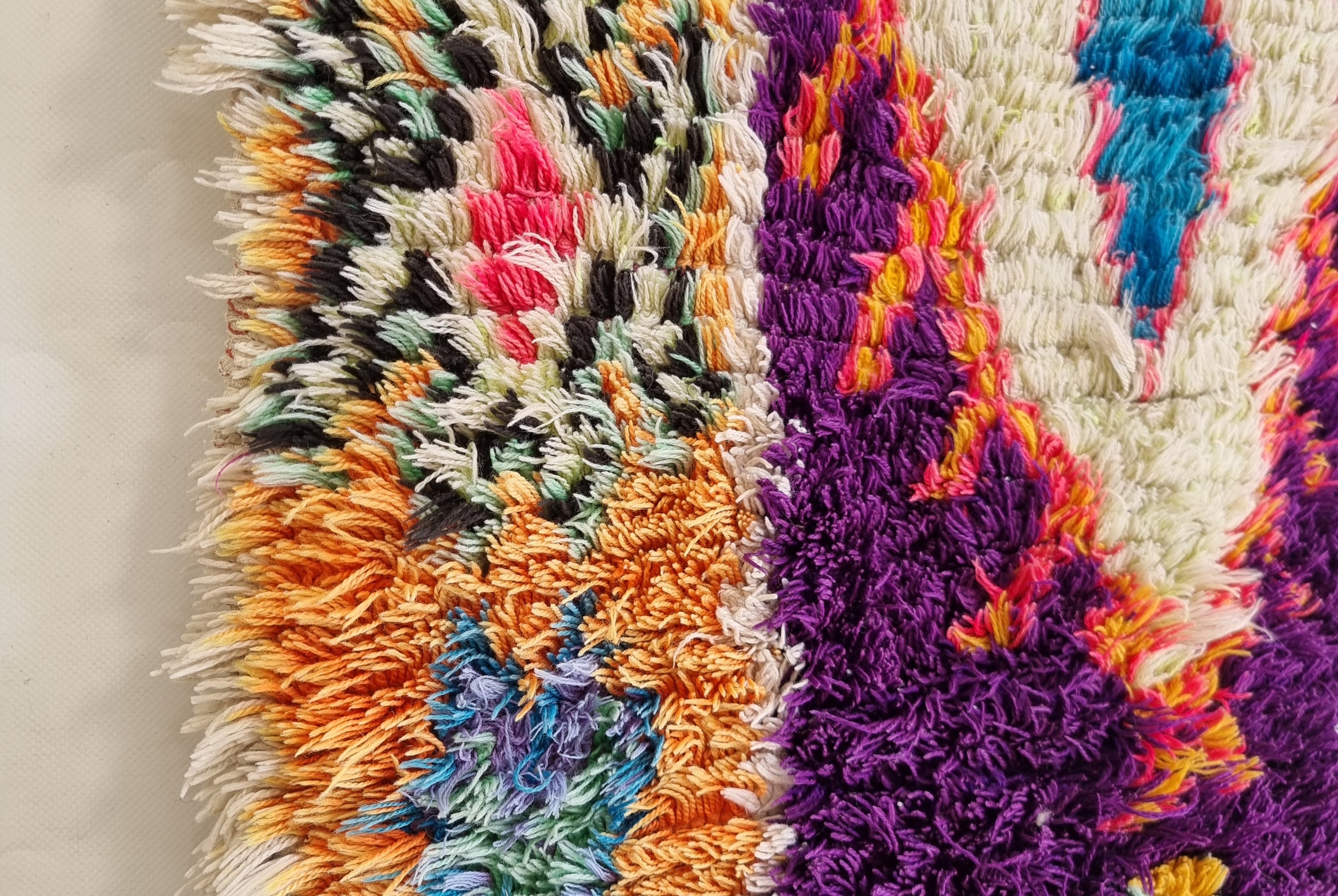 Vintage Colorful Boujaad Runner Rug - 8.10 x 2.8 Ft Irregular Handknotted Moroccan Hallway Rug MoroccanBazzArts