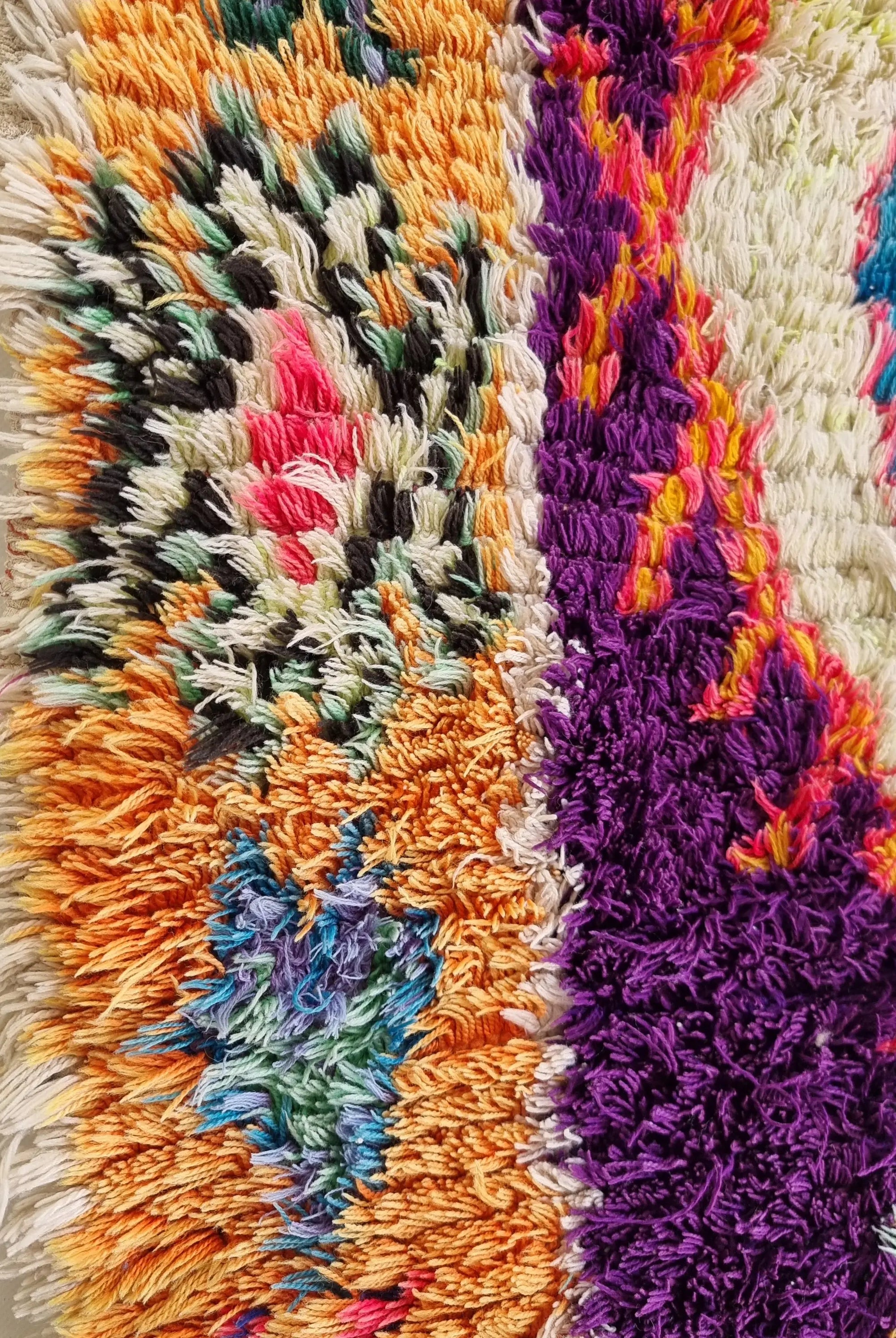 Vintage Colorful Boujaad Runner Rug - 8.10 x 2.8 Ft Irregular Handknotted Moroccan Hallway Rug MoroccanBazzArts