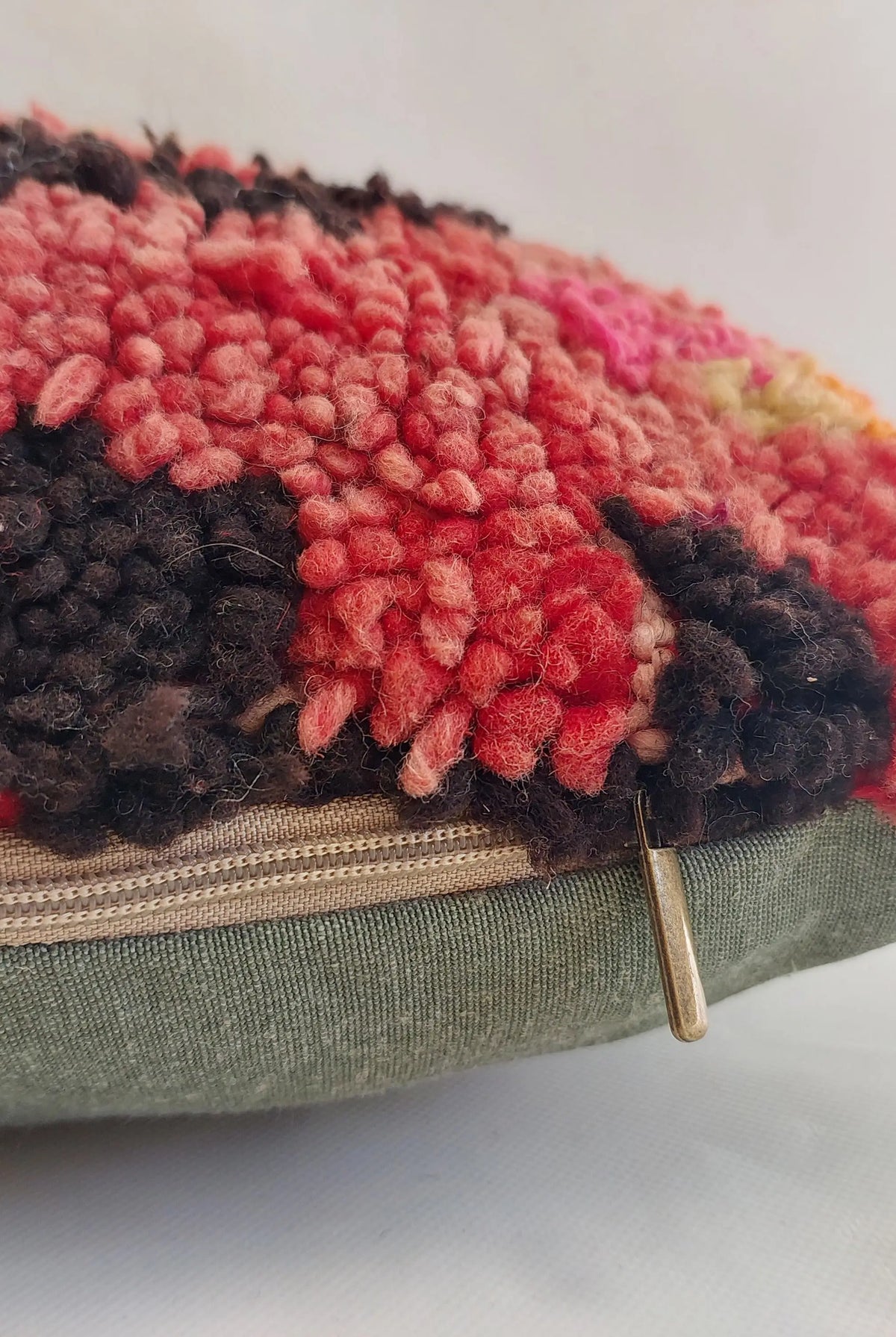 Authentic Aït Bou Ichaouen Moroccan Pillow 17x27 | Original Handmade Berber Wool Lumbar Cushion | Colorful Boho Textured Throw Pillow Cover MoroccanBazzArts