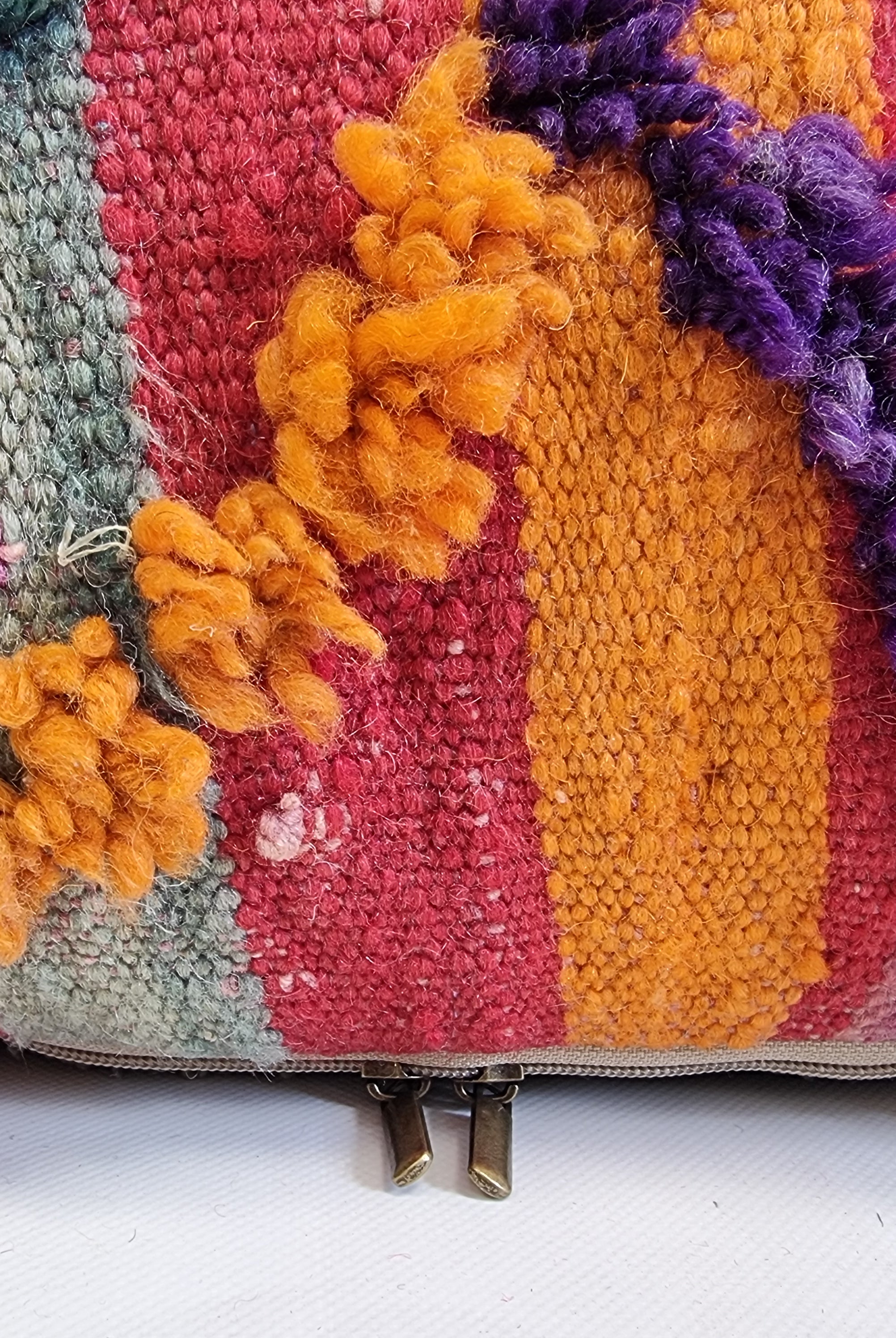 Vintage Authentic Talsint Lumbar Pillow Cover 13"x31" | Colorful Moroccan Berber knotted Cushion | Handmade Boho Decor MoroccanBazzArts