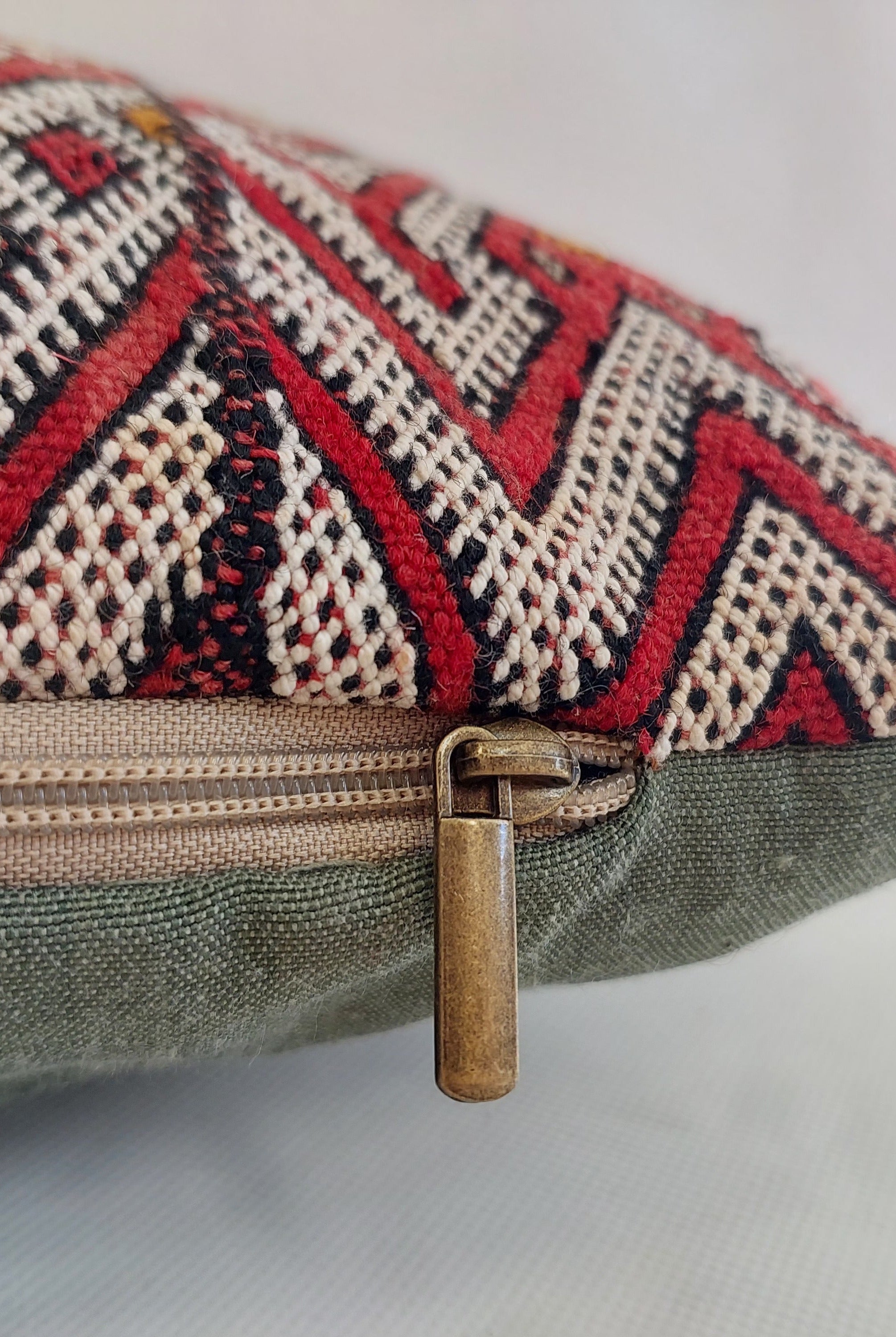 12x24 Vintage Moroccan Kilim Lumbar Pillow Cover | Authentic Geometric zayan Cushion | Red Handwoven Boho & Warm Minimalist Home Decor MoroccanBazzArts