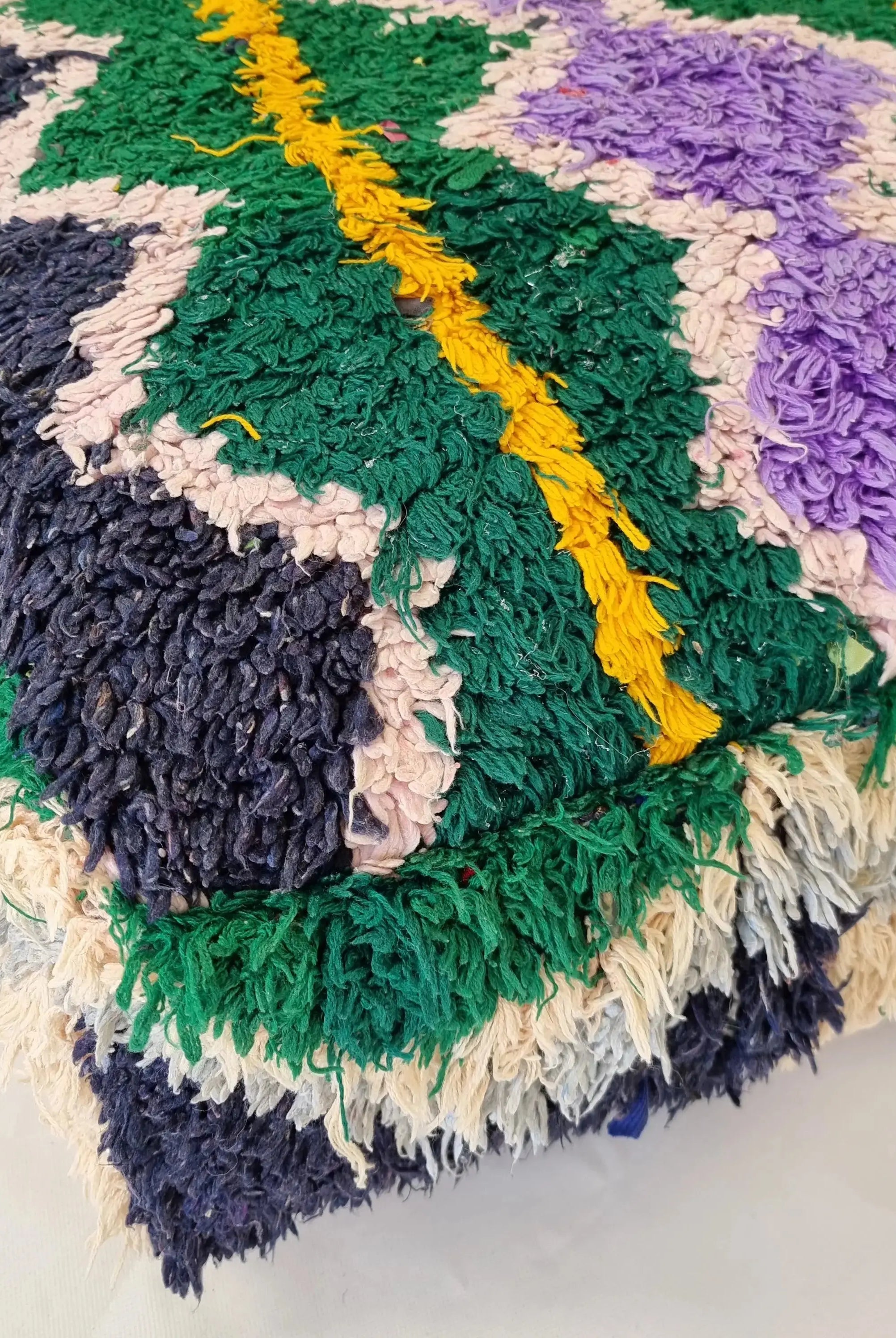 Colorful Vintage Berber Floor Cushion | Upcycled Handloomed Cotton Pouf | Boho Moroccan Seating MoroccanBazzArts