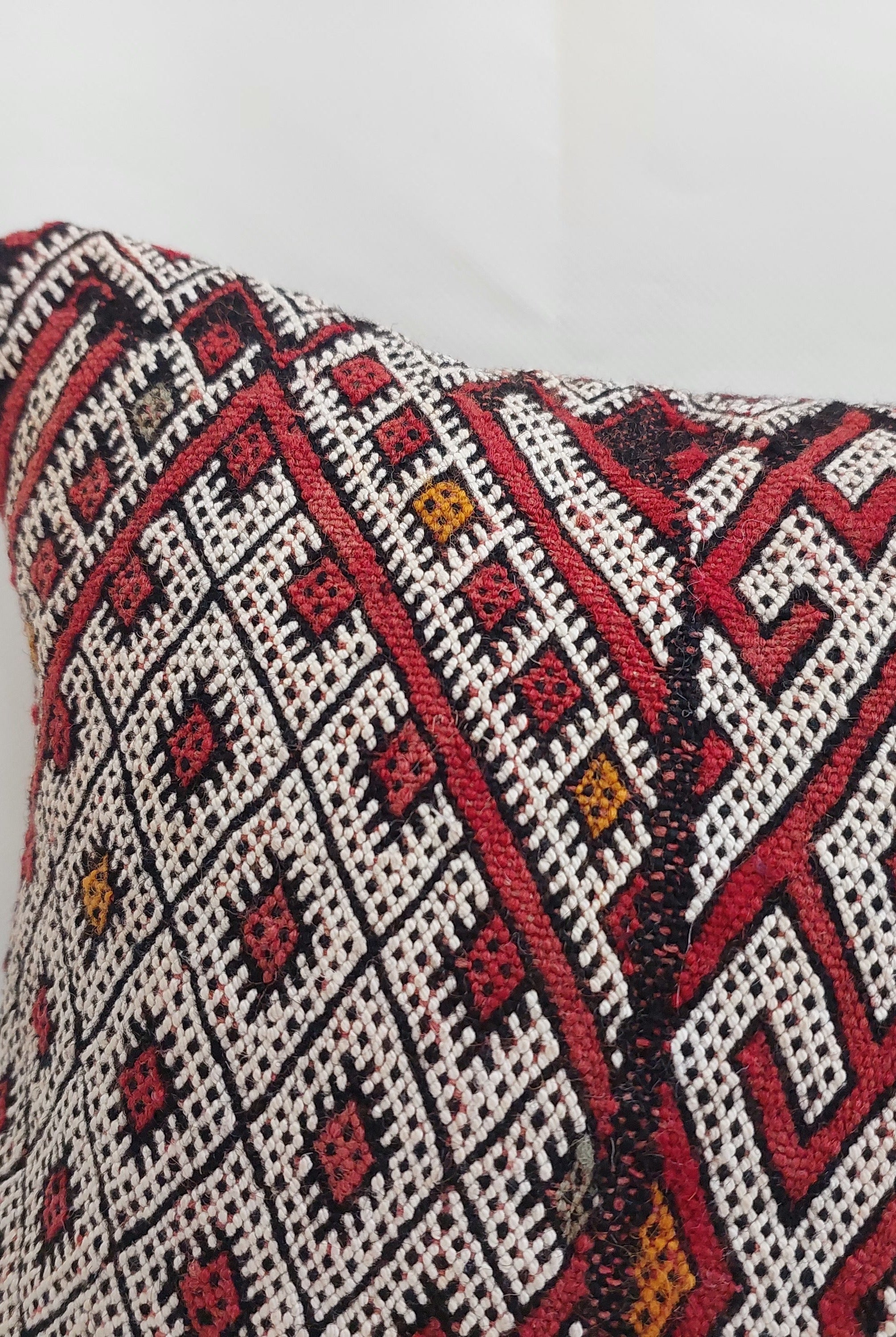 12x24 Vintage Moroccan Kilim Lumbar Pillow Cover | Authentic Geometric zayan Cushion | Red Handwoven Boho & Warm Minimalist Home Decor MoroccanBazzArts