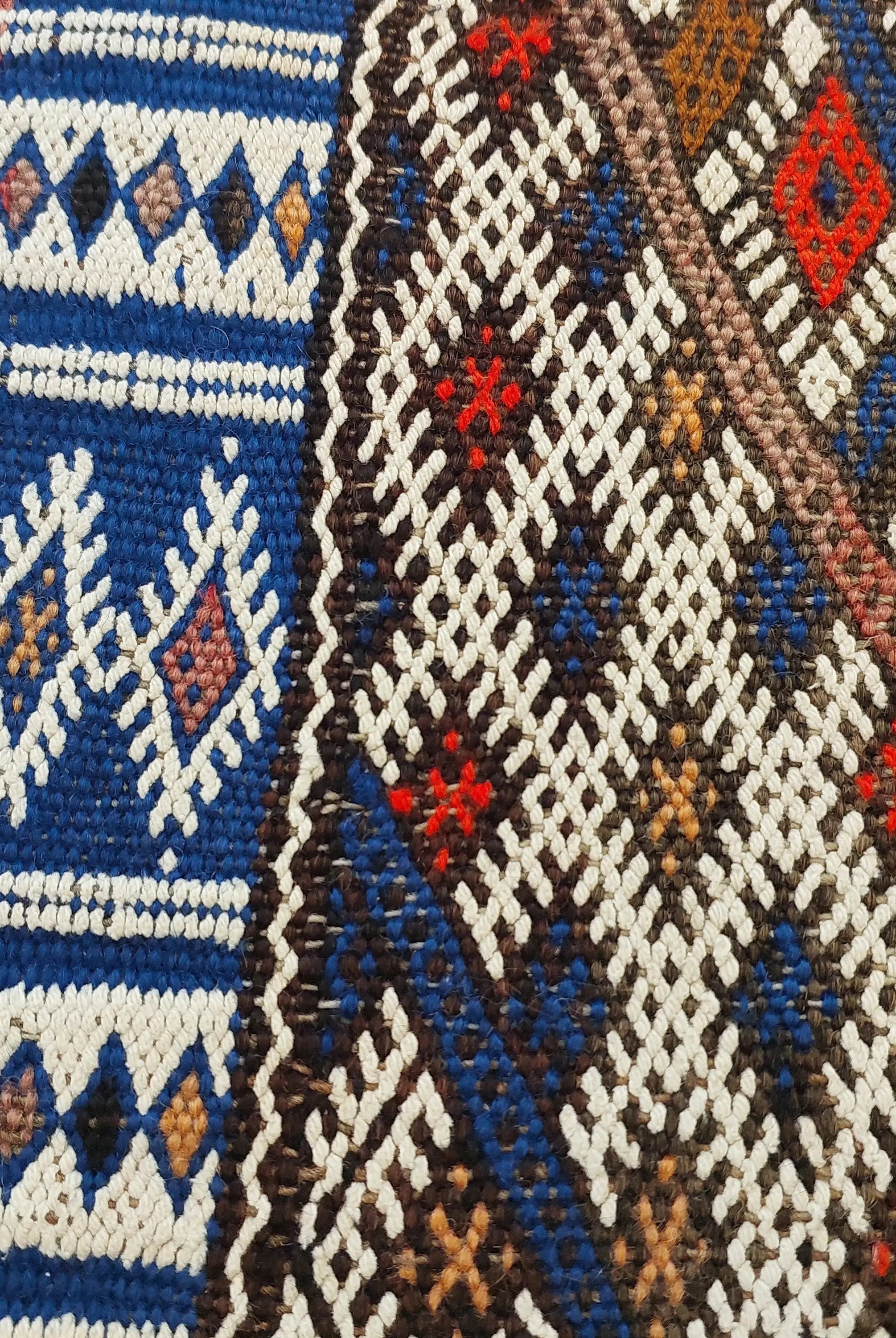 Vintage Berber Kilim Square Pouf – Authentic Moroccan Blue Ottoman & Boho Floor Pillow MoroccanBazzArts