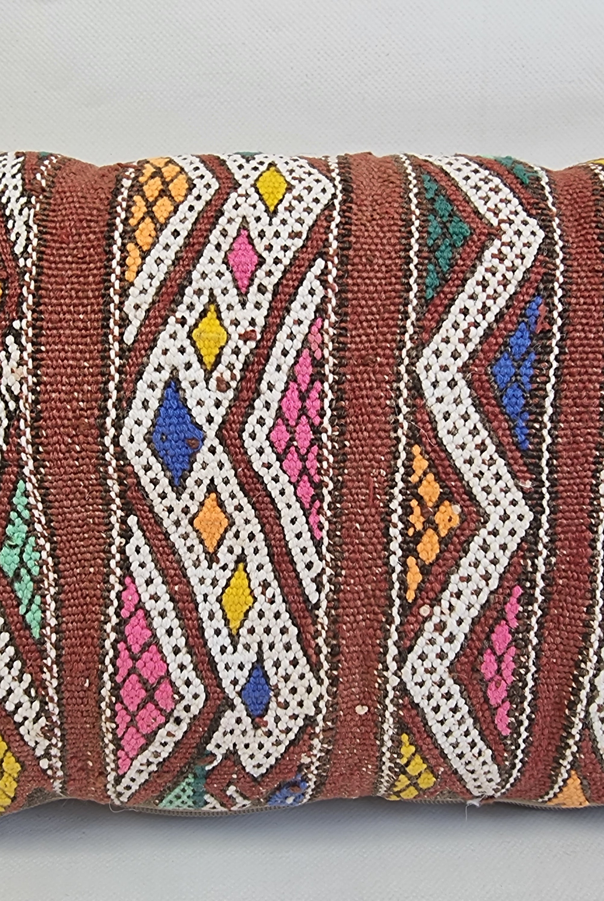 Authentic Moroccan Lumbar Pillows | Handmade Berber Kilim Cushion Covers | Boho Tribal Throw Pillows | Earthy Vintage Decor MoroccanBazzArts