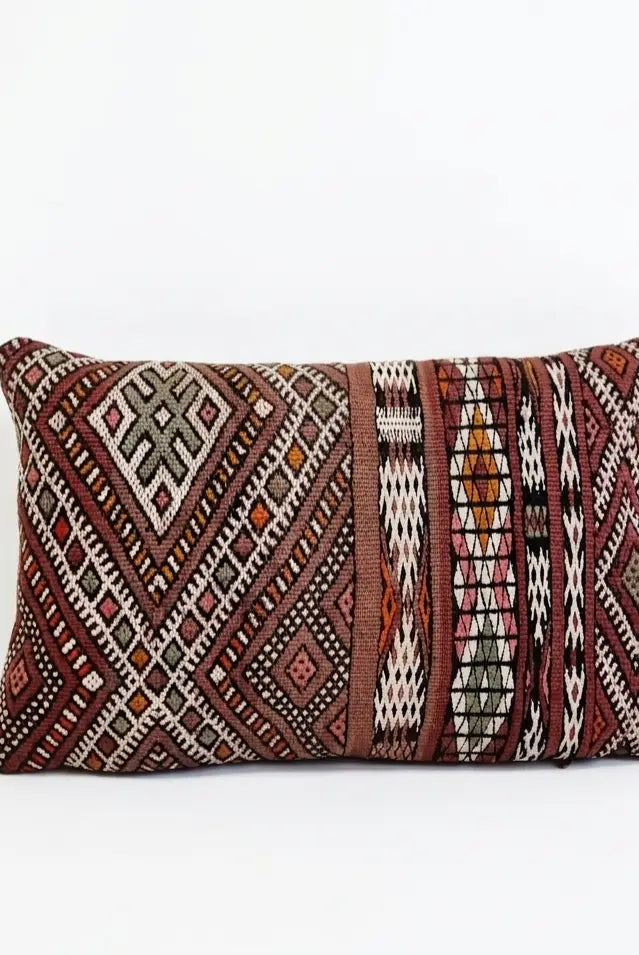 Authentic Moroccan Kilim Pillow Cover | Vintage Berber Handmade Wool Cushion | Earthy Boho Throw Pillow | Rustic Tribal Home Decor MoroccanBazzArts