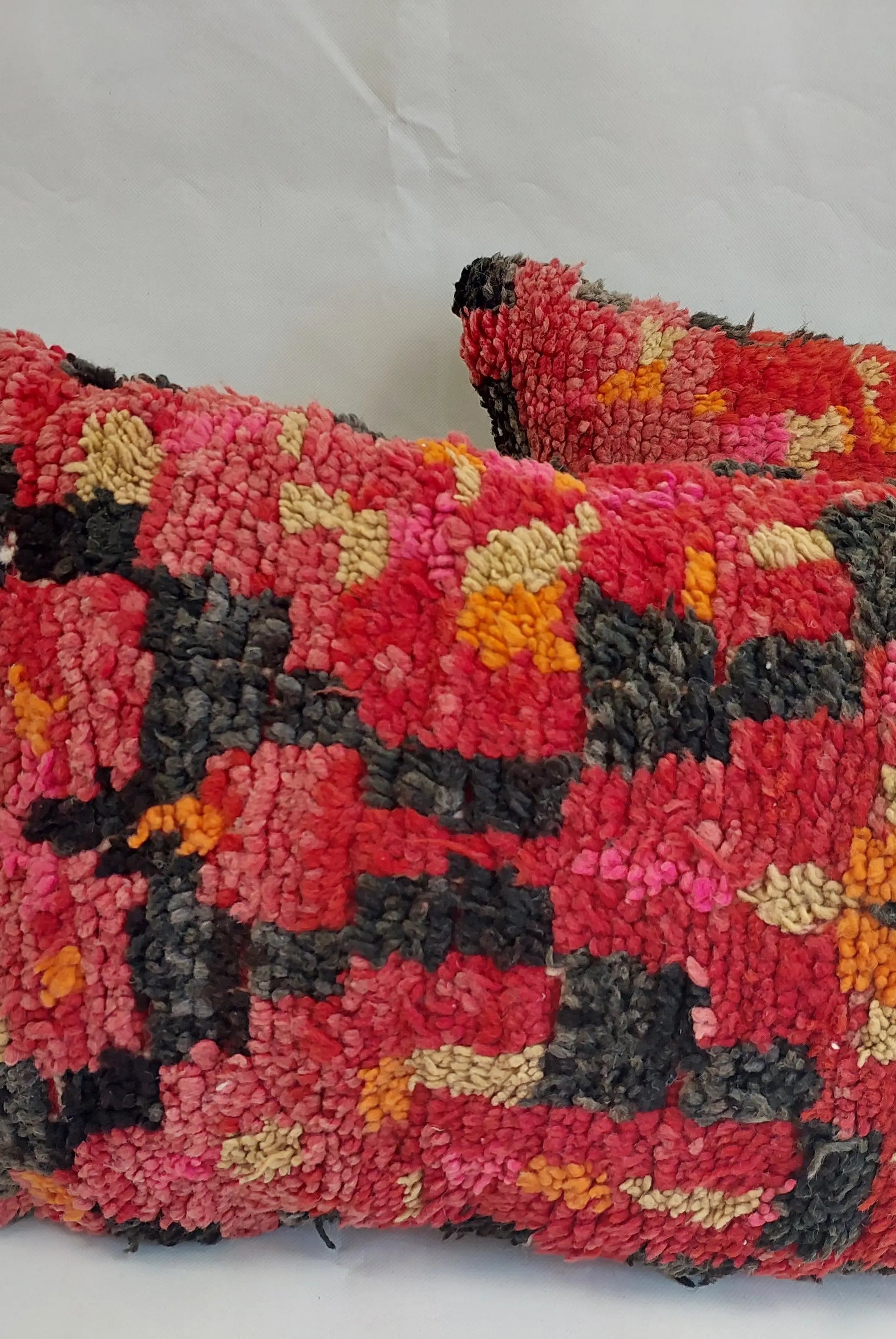 Authentic Aït Bou Ichaouen Moroccan Pillow 17x27 | Original Handmade Berber Wool Lumbar Cushion | Colorful Boho Textured Throw Pillow Cover MoroccanBazzArts