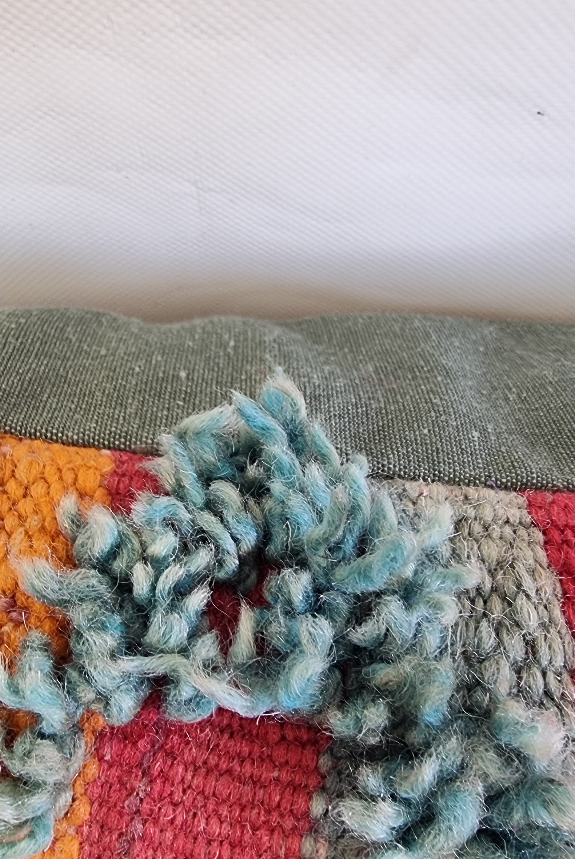 Vintage Authentic Talsint Lumbar Pillow Cover 13"x31" | Colorful Moroccan Berber knotted Cushion | Handmade Boho Decor MoroccanBazzArts