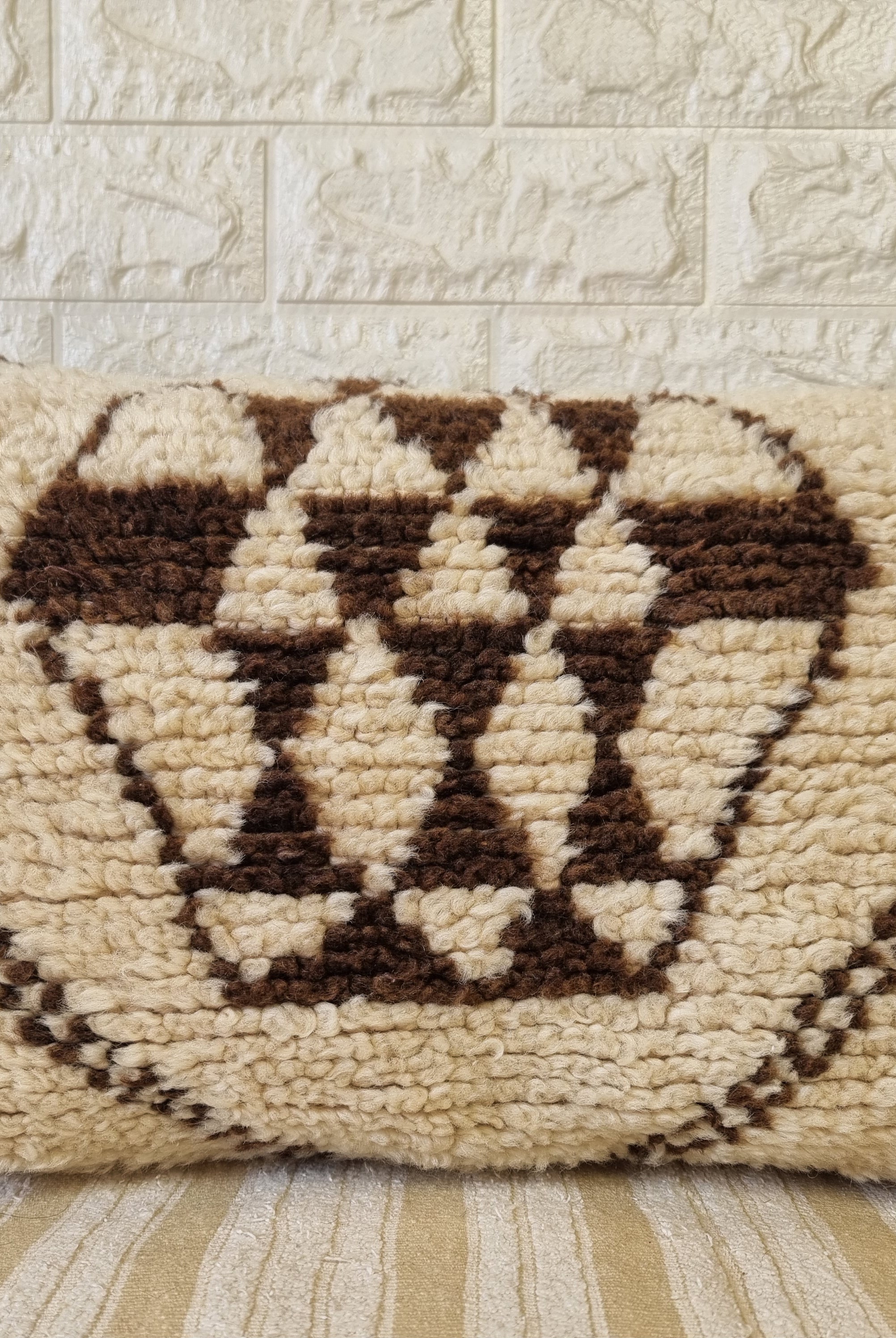 Authentic Moroccan Wool Lumbar Pillow Cover 35x70 cm | Natural Azilal Geometric Cushion | Boho handwoven Throw Pillow Case MoroccanBazzArts
