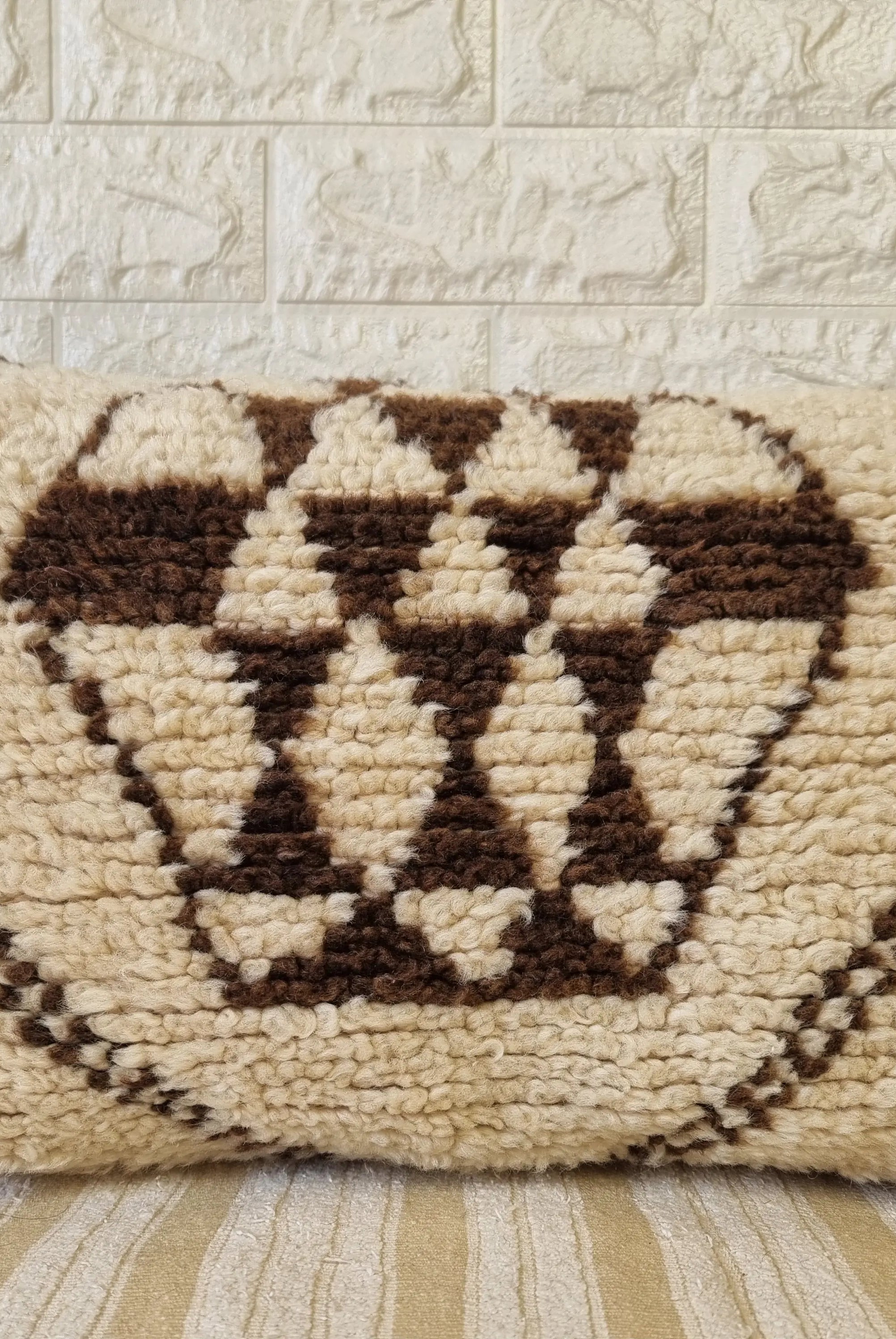 Authentic Moroccan Wool Lumbar Pillow Cover 35x70 cm | Natural Azilal Geometric Cushion | Boho handwoven Throw Pillow Case MoroccanBazzArts
