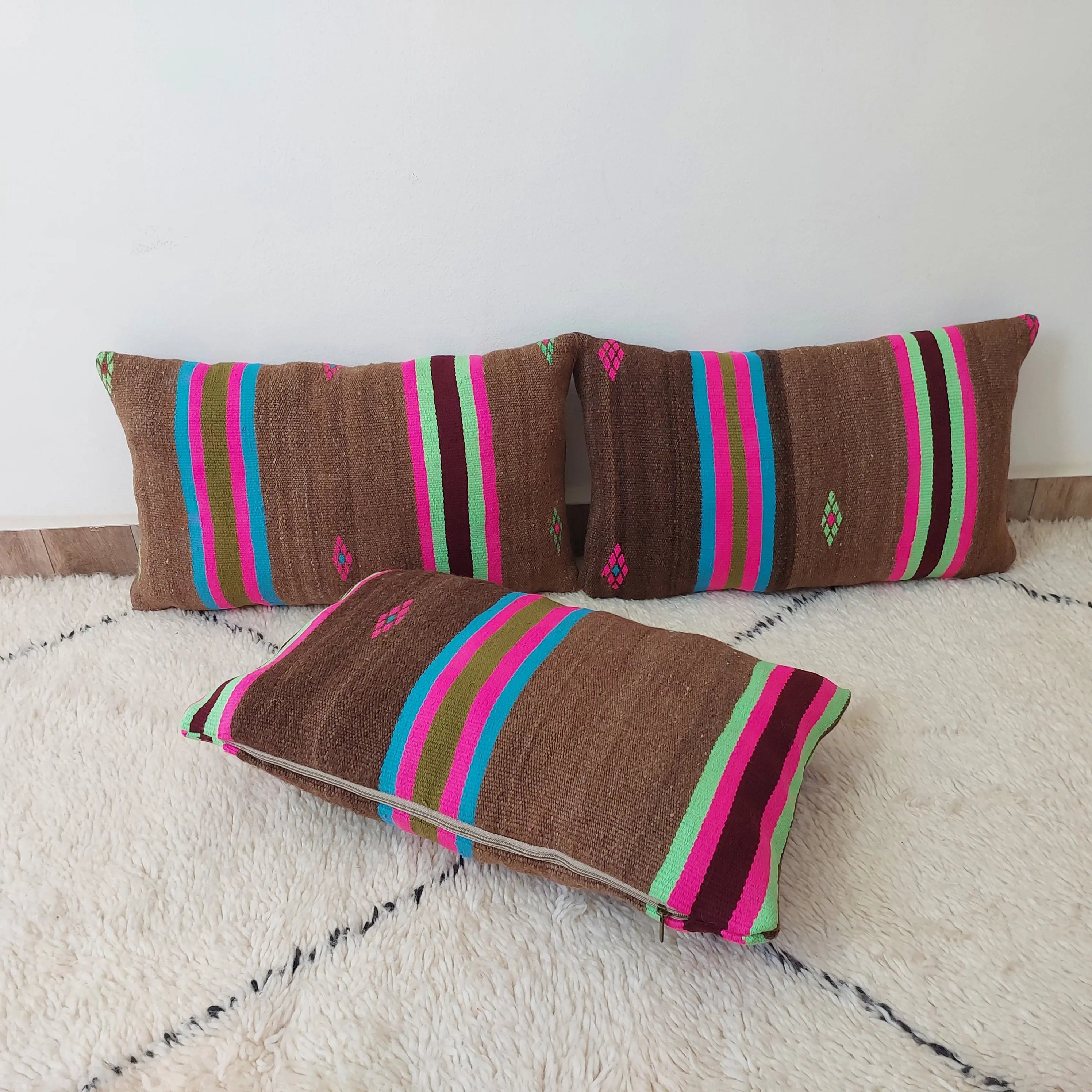 boujaad pillow, kilim pillow cover, moroccan pillow, lumbar pillow cover, berber cushion, vintage kilim pillow, boho throw pillow, wool pillow cover, striped pillow cover, 38x60 pillow cover, handwoven pillow, moroccan decor, pillow cover set