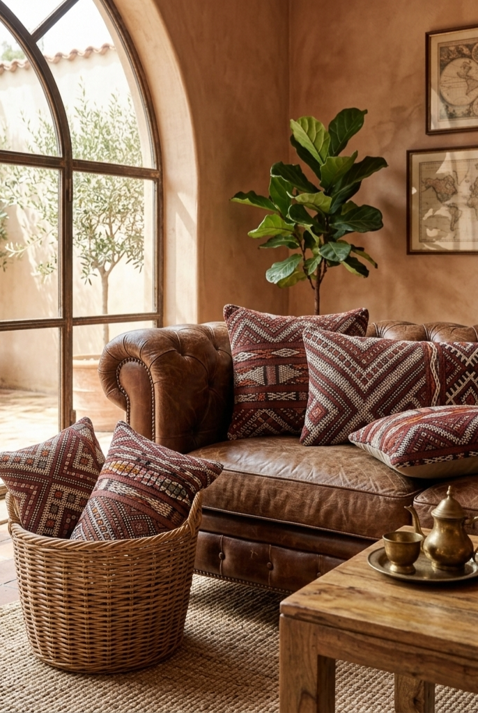 Authentic Moroccan Kilim Pillow Cover | Vintage Berber Handmade Wool Cushion | Earthy Boho Throw Pillow | Rustic Tribal Home Decor MoroccanBazzArts