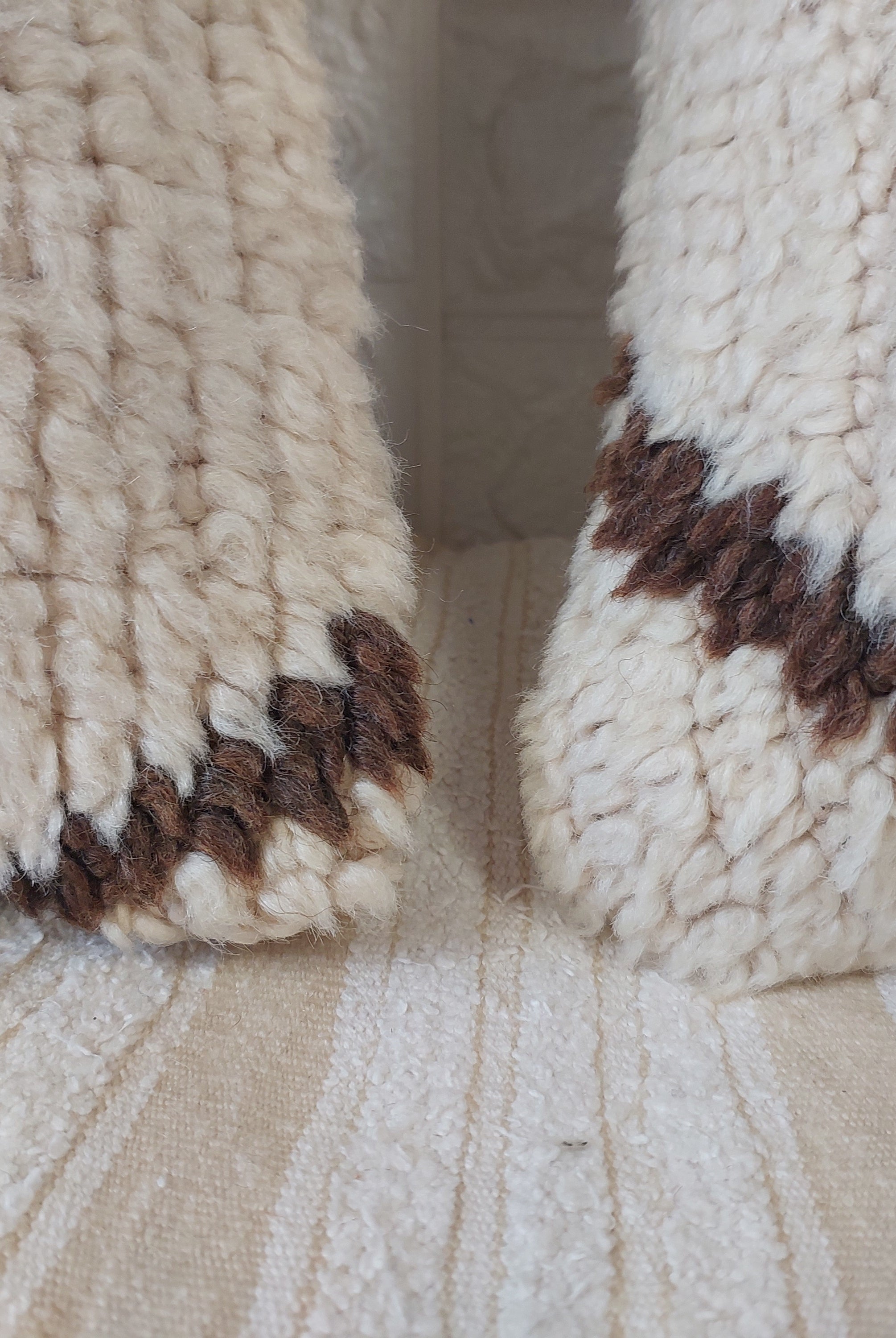 Set of 2 Vintage Azilal Moroccan Rug Pillows | 40x60 cm Ivory & Brown Undyed Wool Cushion Covers | Authentic Boho Lumbar Pillow Covers MoroccanBazzArts