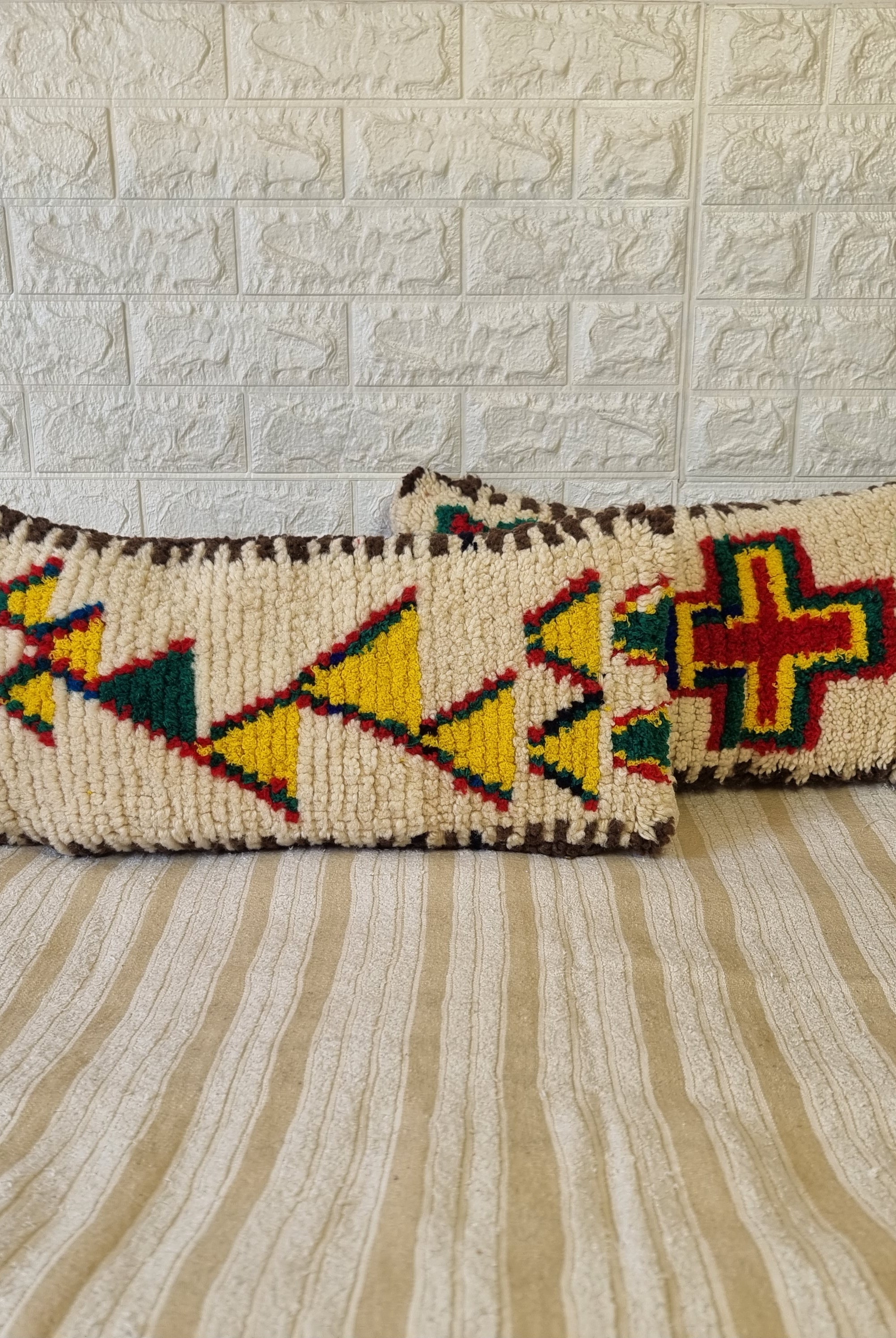 Authentic Talsint Moroccan Wool Lumbar Pillow Covers - Set of 2 (28x60 cm) | Handwoven Berber Cushion | Warm Minimalist Boho Decor MoroccanBazzArts