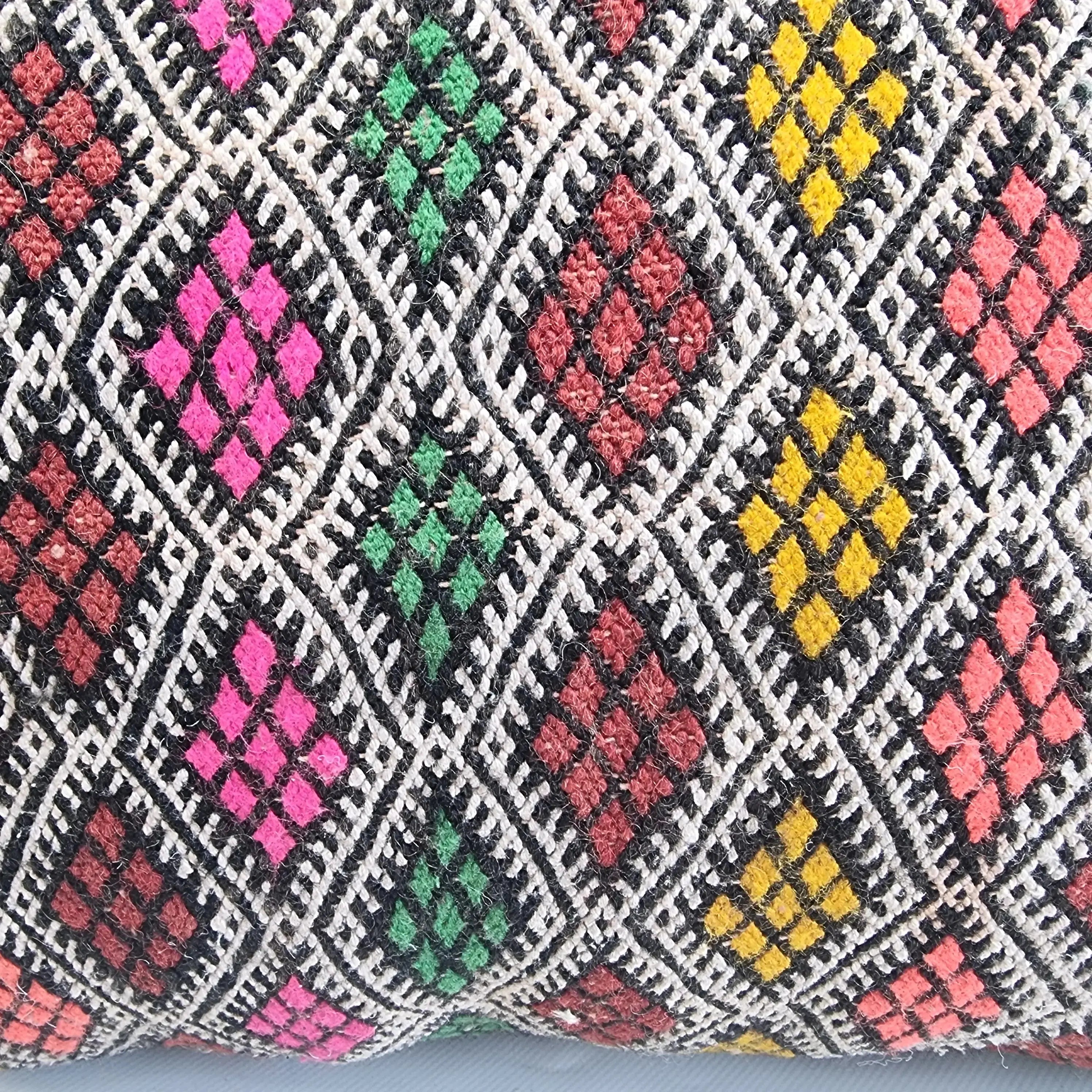 Handwoven Moroccan Kilim Lumbar Pillow Cover (13" x 22") – Colorful Geometric Boho Cushion MoroccanBazzArts