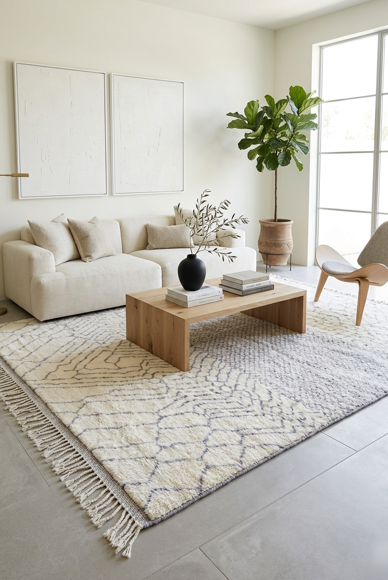 Custom made Moroccan Beni Mrirt Rug: Hand-Knotted Berber Wool Carpet for Boho Home Decor MoroccanBazzArts