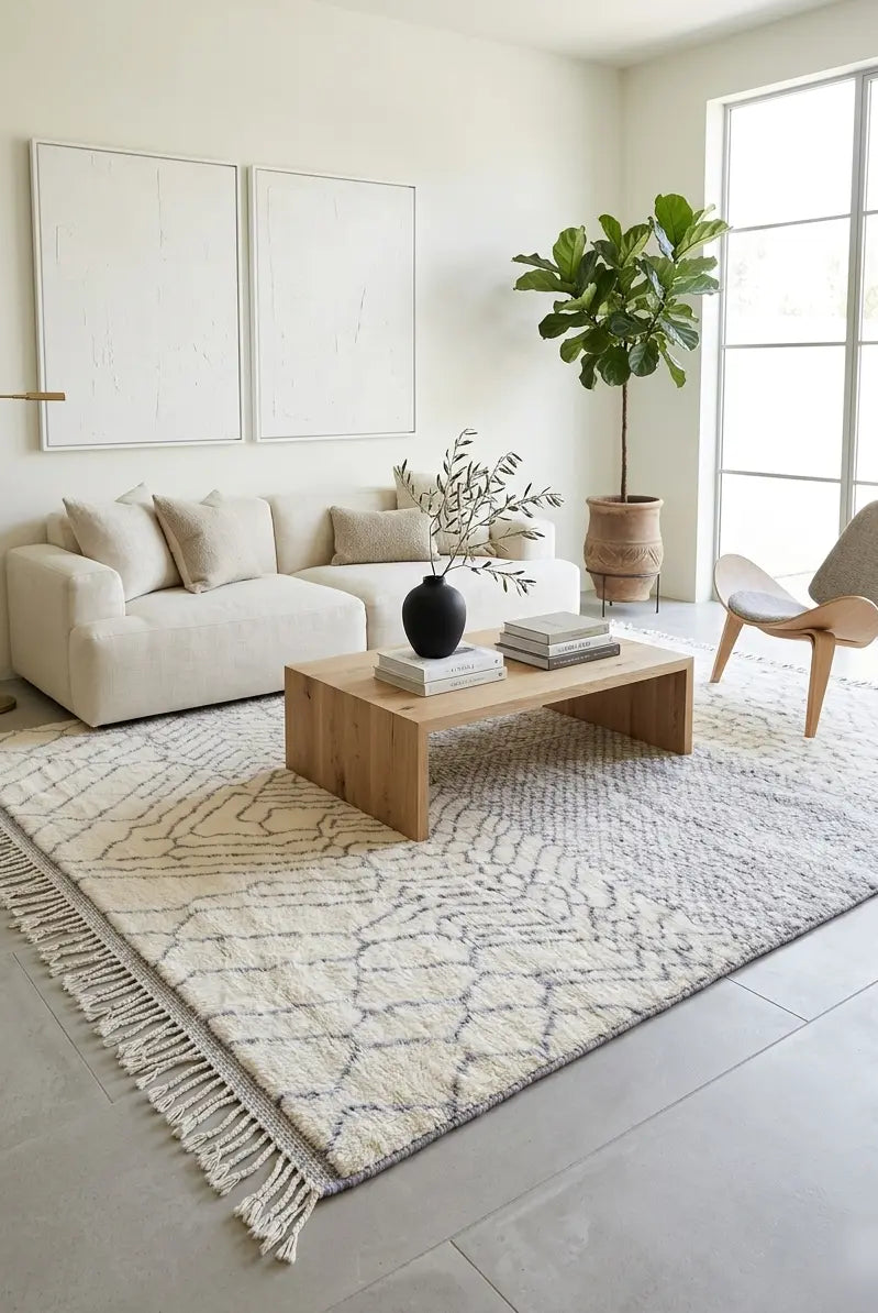 Custom made Moroccan Beni Mrirt Rug: Hand-Knotted Berber Wool Carpet for Boho Home Decor MoroccanBazzArts