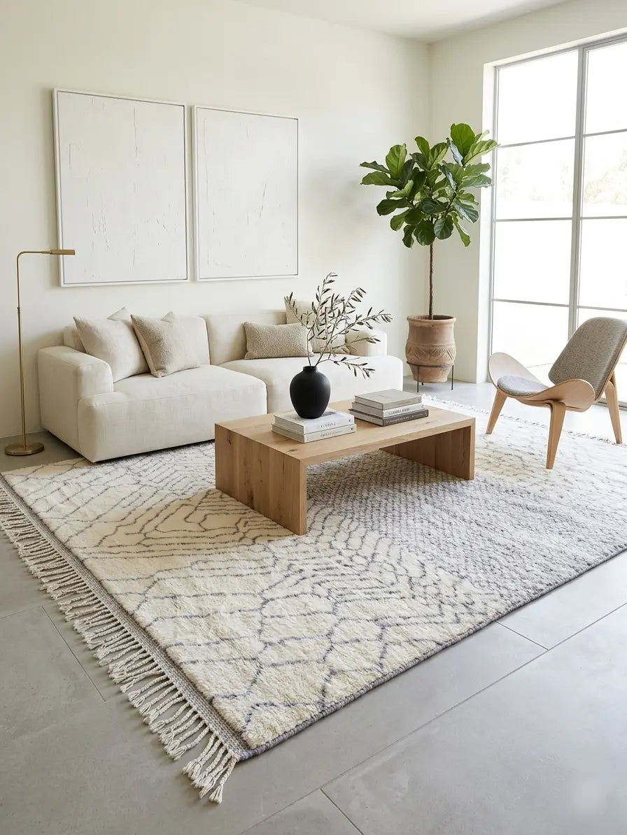 Custom made Moroccan Beni Mrirt Rug: Hand-Knotted Berber Wool Carpet for Boho Home Decor MoroccanBazzArts