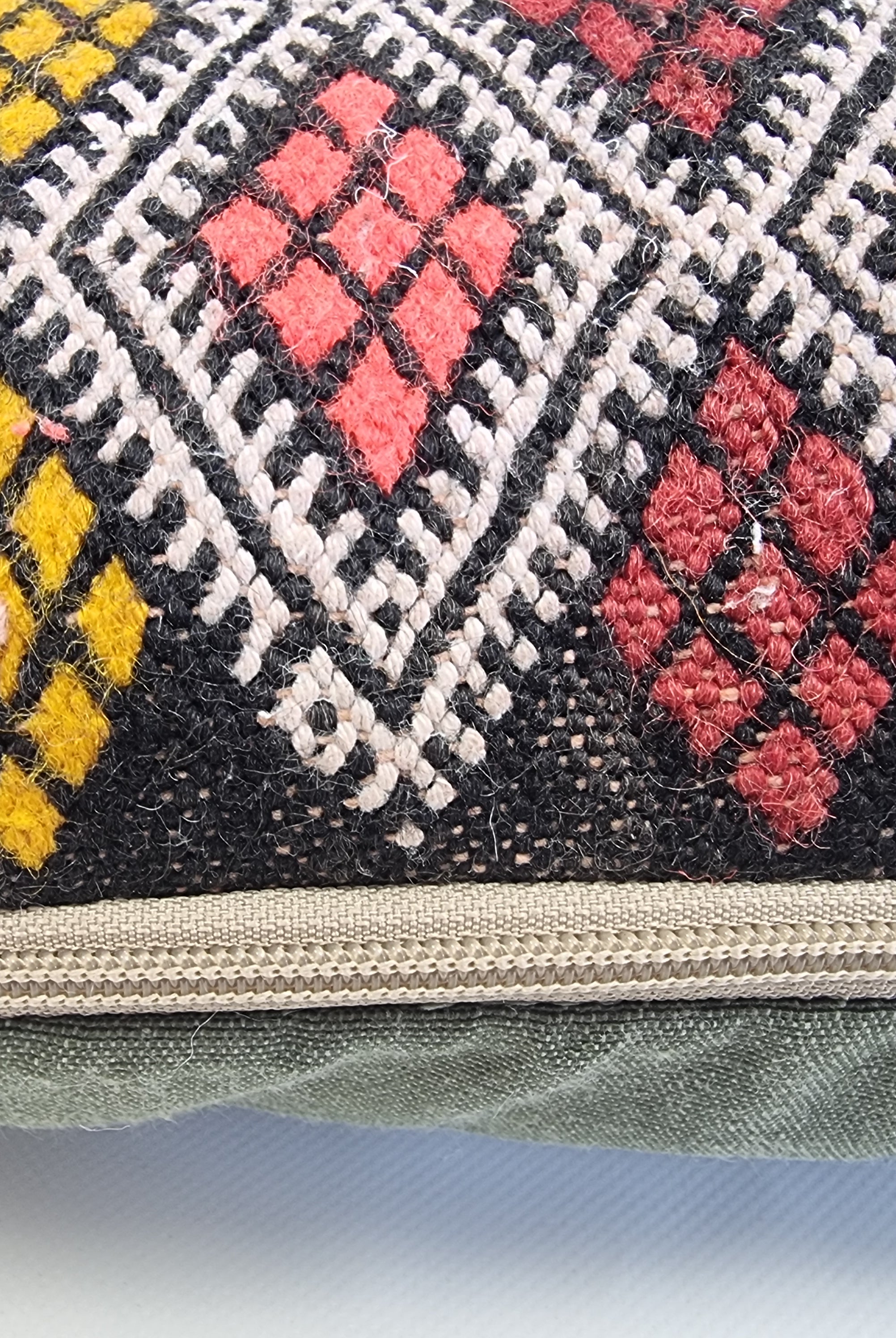 Handwoven Moroccan Kilim Lumbar Pillow Cover (13" x 22") – Colorful Geometric Boho Cushion MoroccanBazzArts