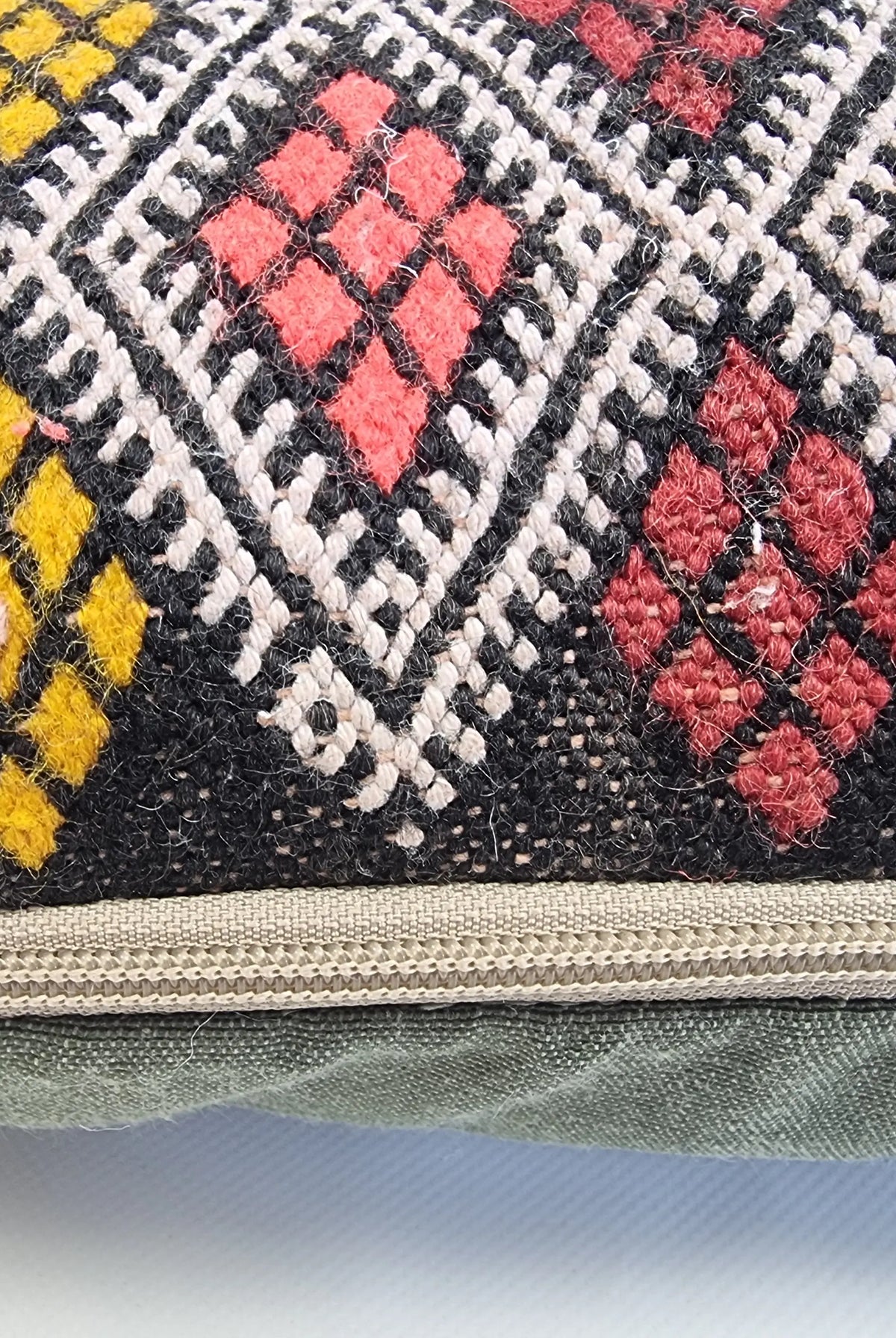 Handwoven Moroccan Kilim Lumbar Pillow Cover (13" x 22") – Colorful Geometric Boho Cushion MoroccanBazzArts