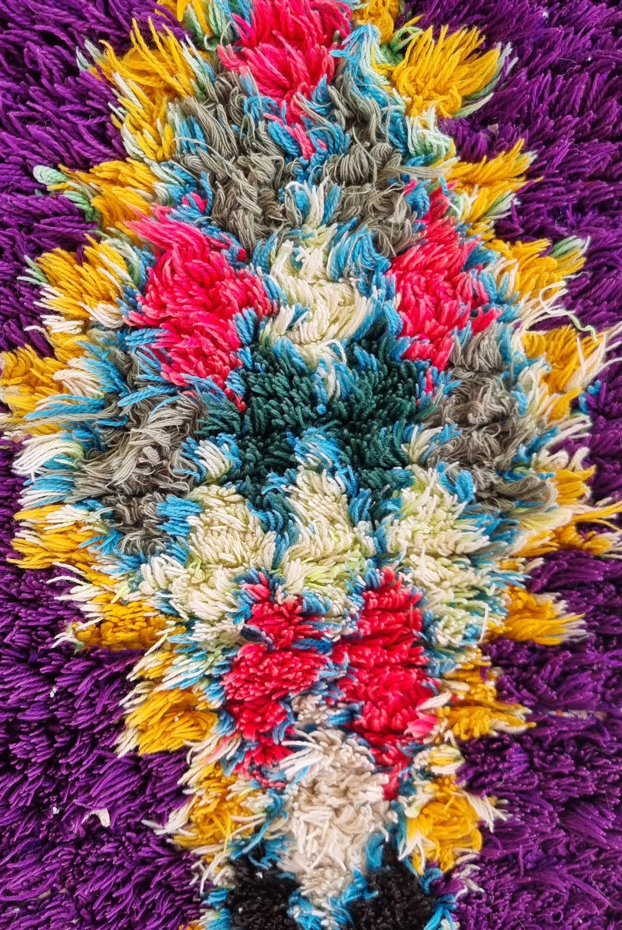 Vintage Colorful Boujaad Runner Rug - 8.10 x 2.8 Ft Irregular Handknotted Moroccan Hallway Rug MoroccanBazzArts