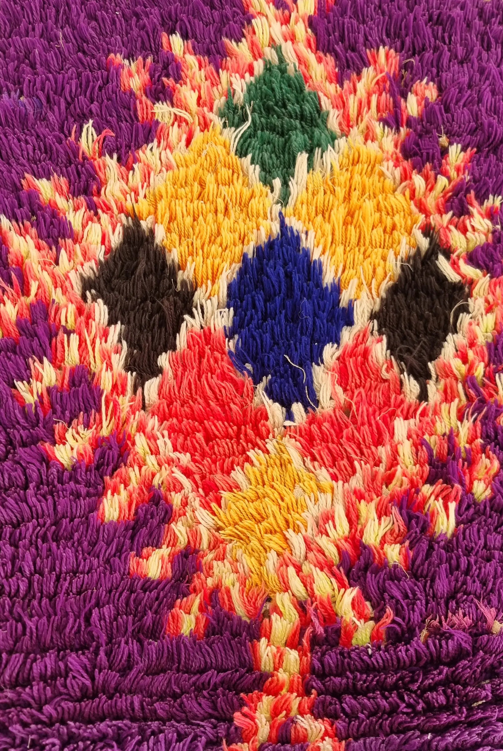 Vintage Colorful Boujaad Runner Rug - 8.10 x 2.8 Ft Irregular Handknotted Moroccan Hallway Rug MoroccanBazzArts