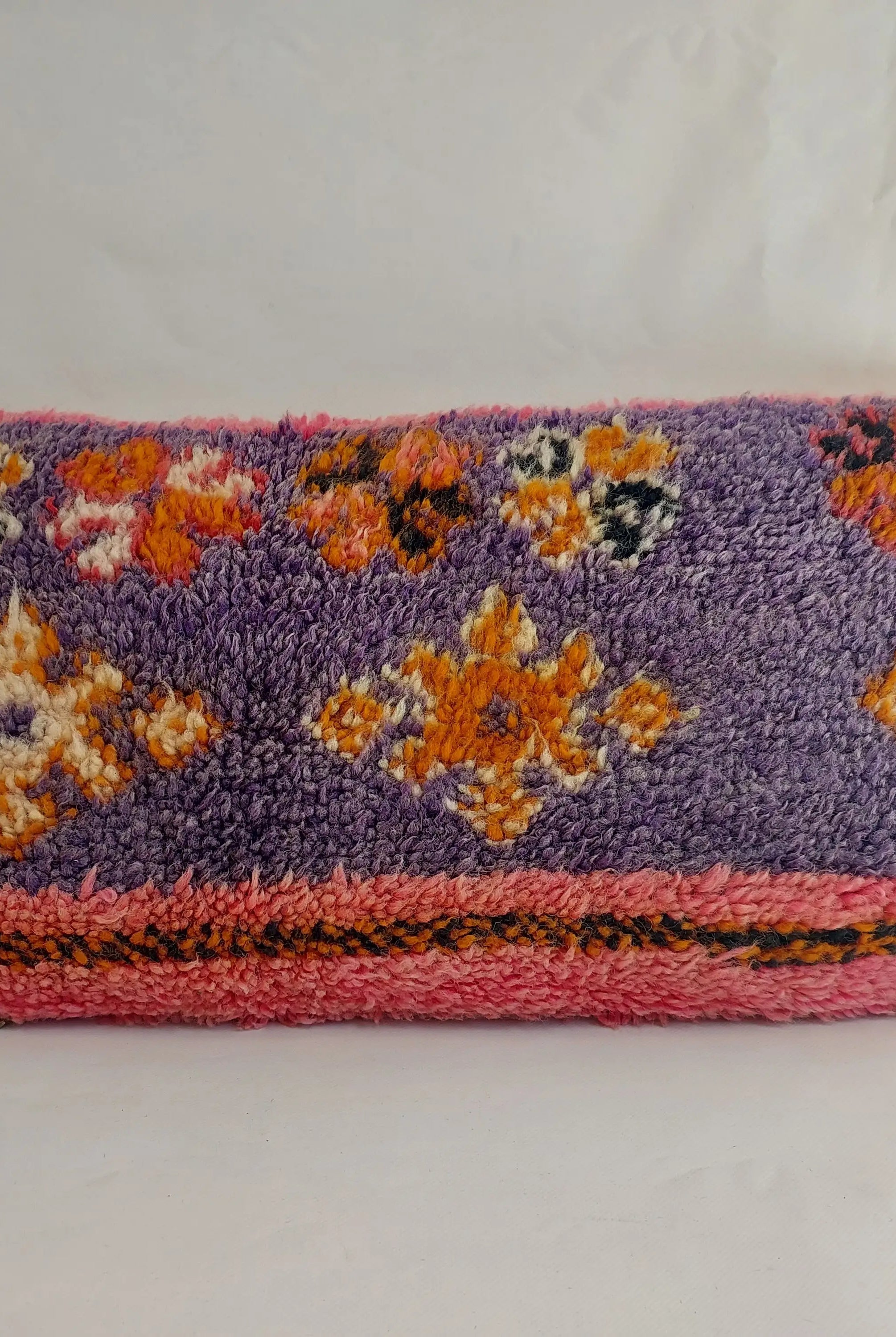 Vintage Berber Rug Lumbar Pillow Cover in Purple & Pink - 13x22" MoroccanBazzArts