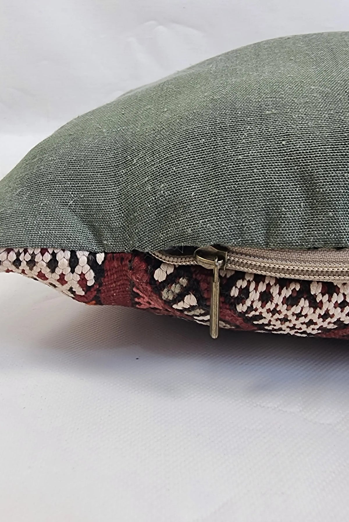 Authentic Moroccan Kilim Lumbar Pillow Cover 12x22" | Burgundy Geometric Boho Cushion | Handwoven Berber Tribal Throw Pillow 32x58cm MoroccanBazzArts