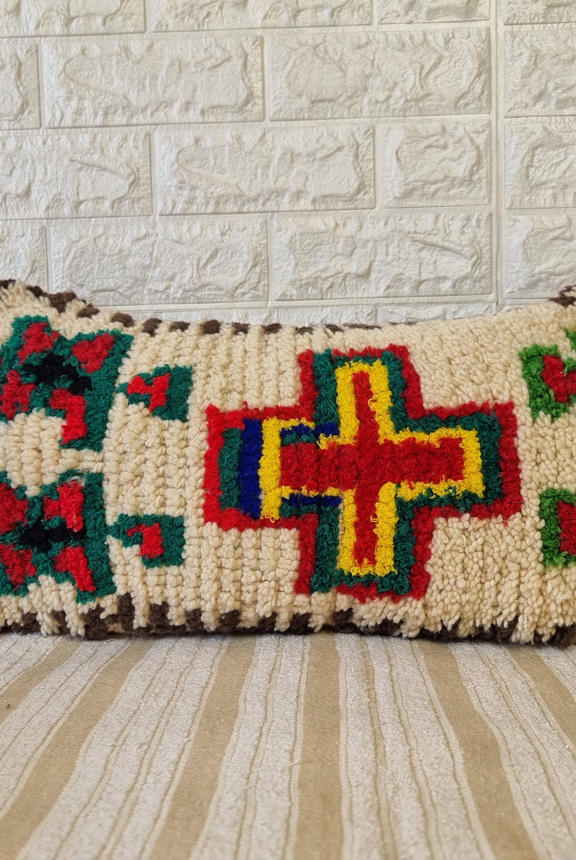 Authentic Talsint Moroccan Wool Lumbar Pillow Covers - Set of 2 (28x60 cm) | Handwoven Berber Cushion | Warm Minimalist Boho Decor MoroccanBazzArts