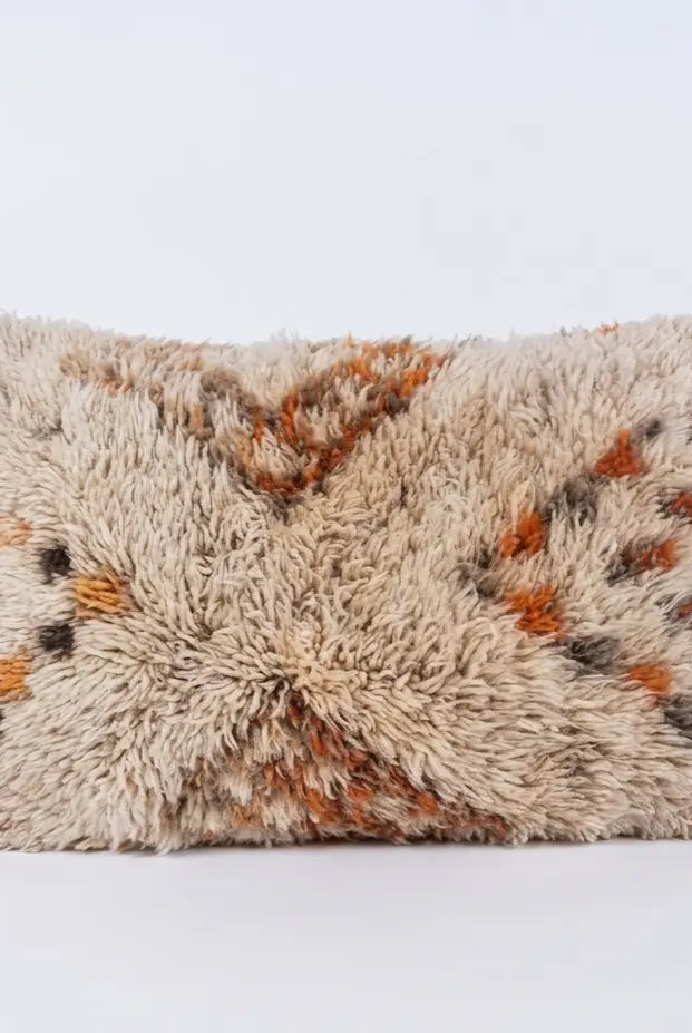 Vintage Beni Ourain Wool Pillow Cover | 16" x 25" MoroccanBazzArts