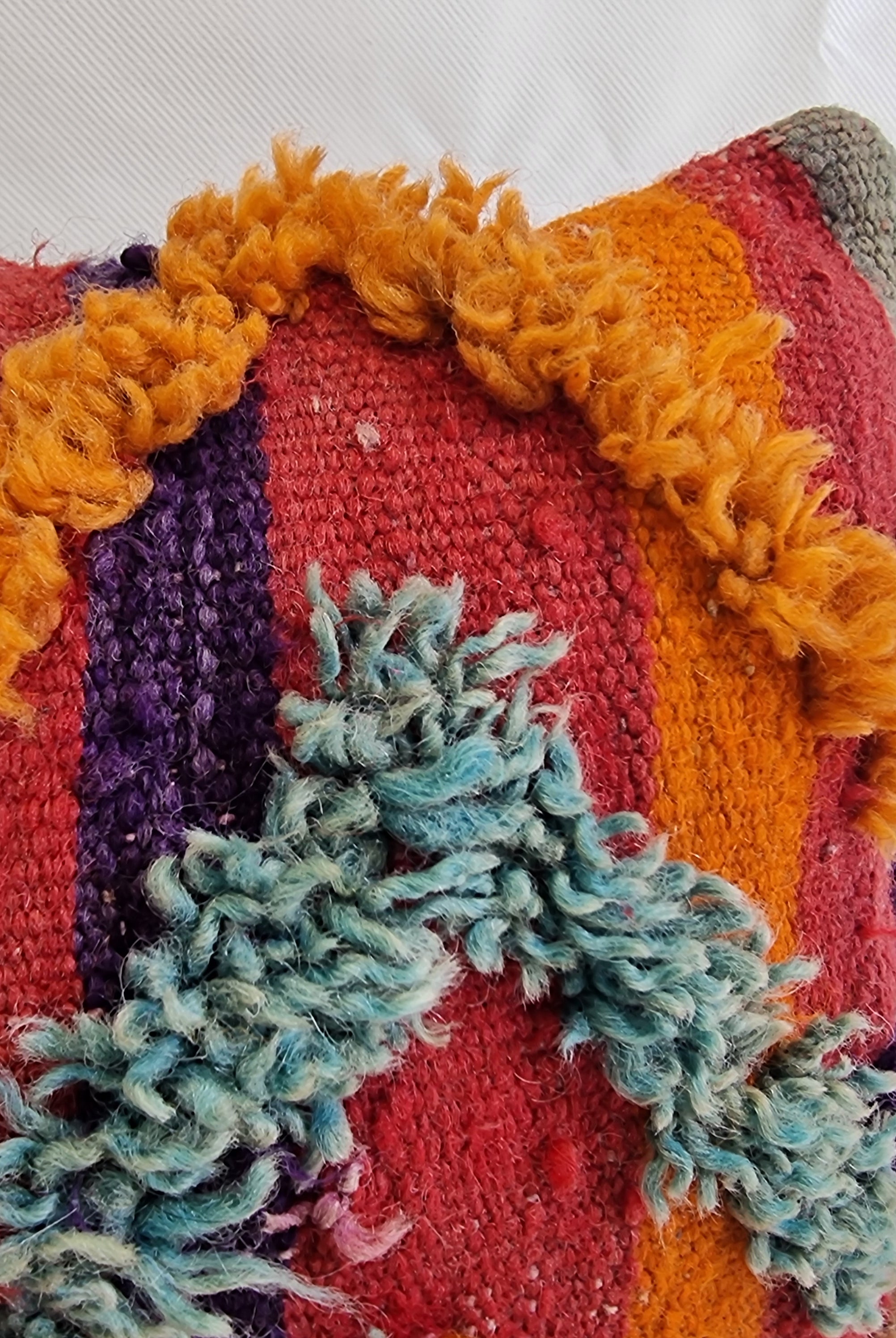 Vintage Authentic Talsint Lumbar Pillow Cover 13"x31" | Colorful Moroccan Berber knotted Cushion | Handmade Boho Decor MoroccanBazzArts