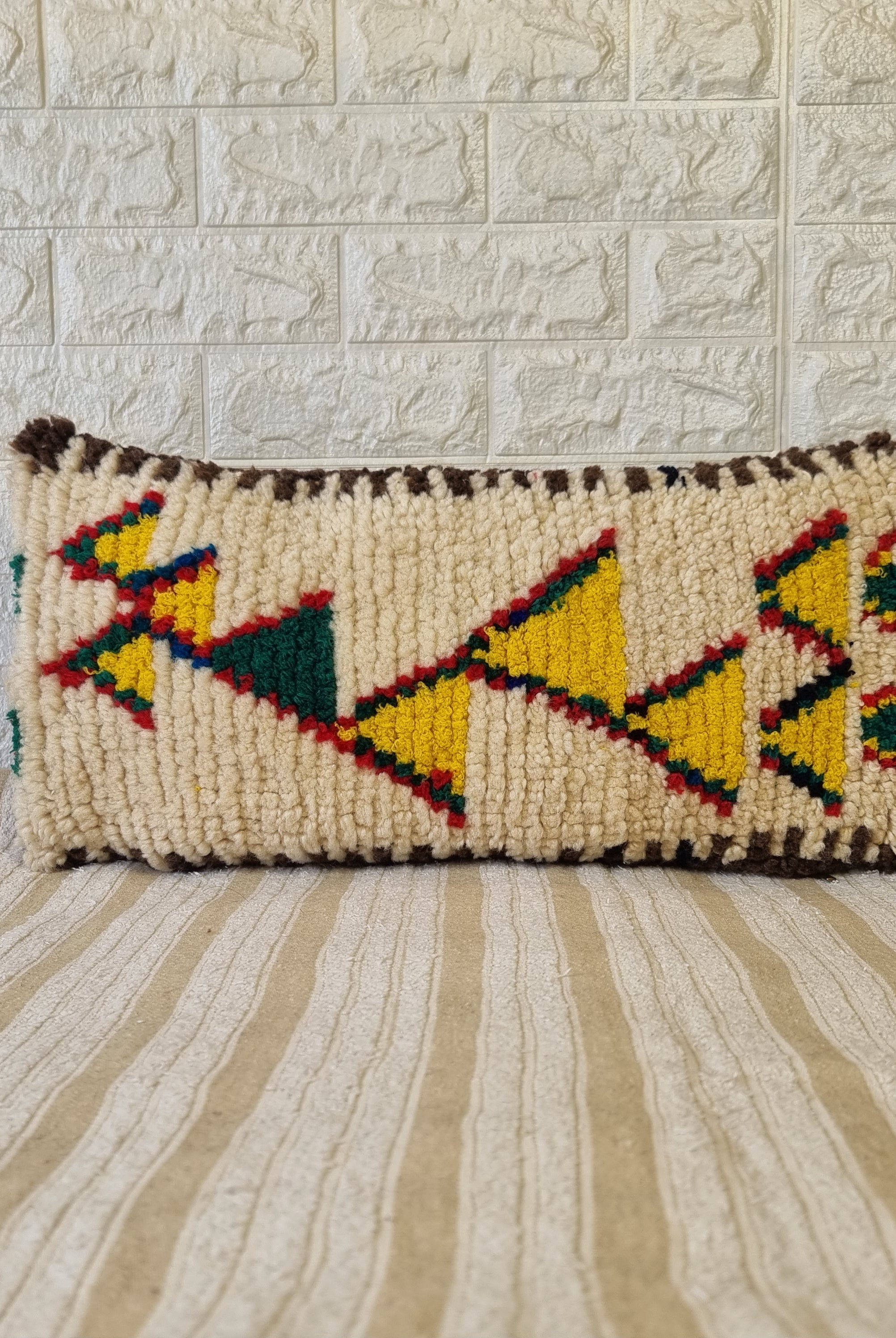 Authentic Talsint Moroccan Wool Lumbar Pillow Covers - Set of 2 (28x60 cm) | Handwoven Berber Cushion | Warm Minimalist Boho Decor MoroccanBazzArts