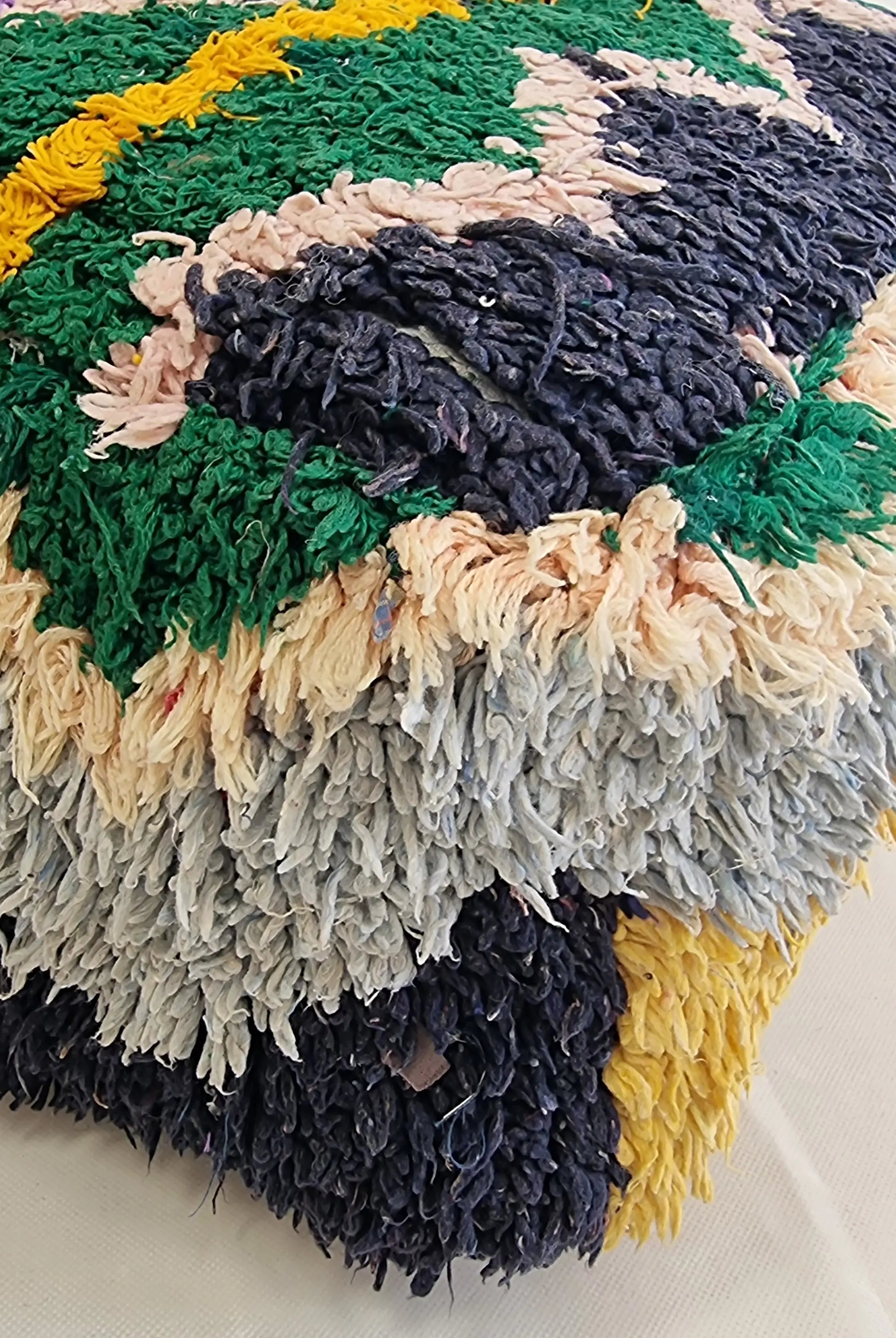 Colorful Vintage Berber Floor Cushion | Upcycled Handloomed Cotton Pouf | Boho Moroccan Seating MoroccanBazzArts