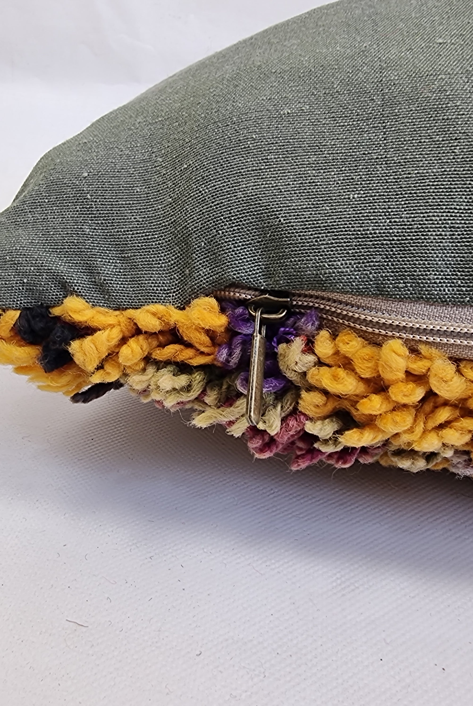 Authentic Aït Bou Ichaouen Berber Lumbar Pillow | Vintage Hand-Knotted Wool | 14" x 25" MoroccanBazzArts