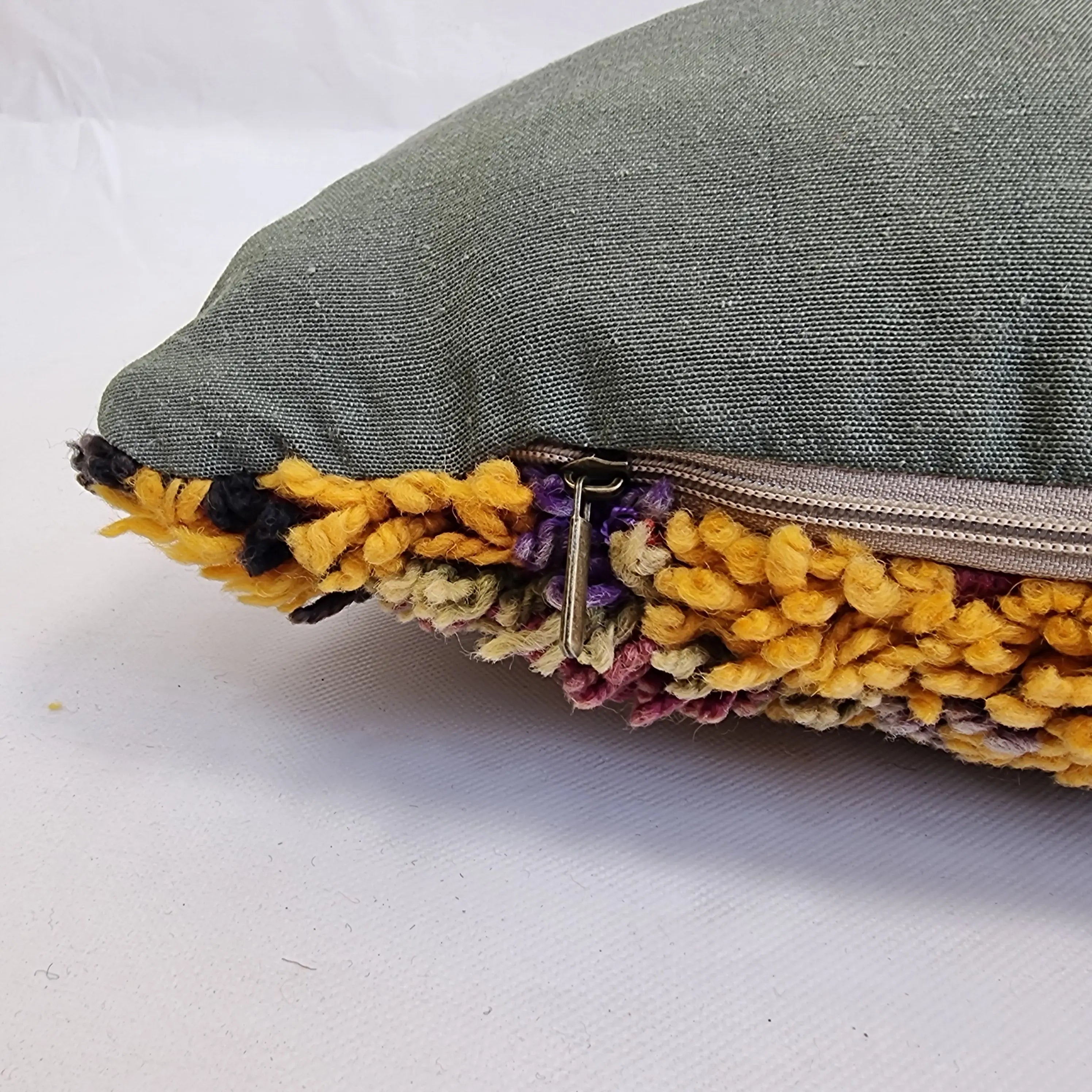 Authentic Aït Bou Ichaouen Berber Lumbar Pillow | Vintage Hand-Knotted Wool | 14" x 25" MoroccanBazzArts
